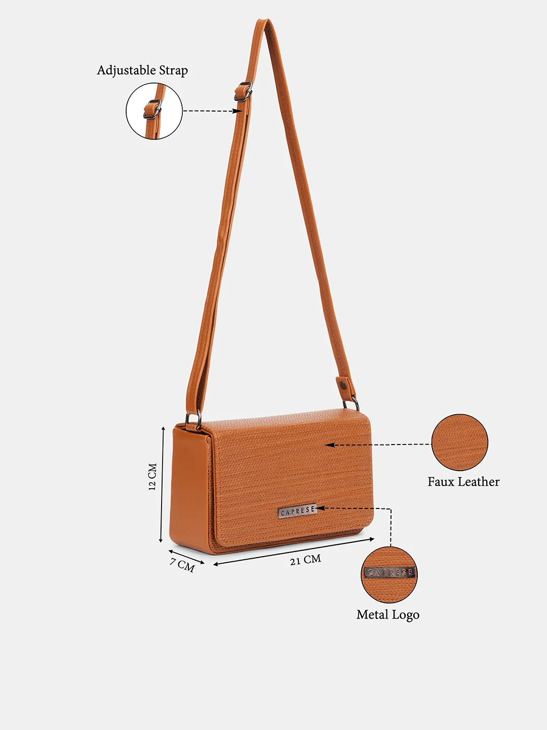 Caprese Tira Medium Tan Sling Bag - Image 8