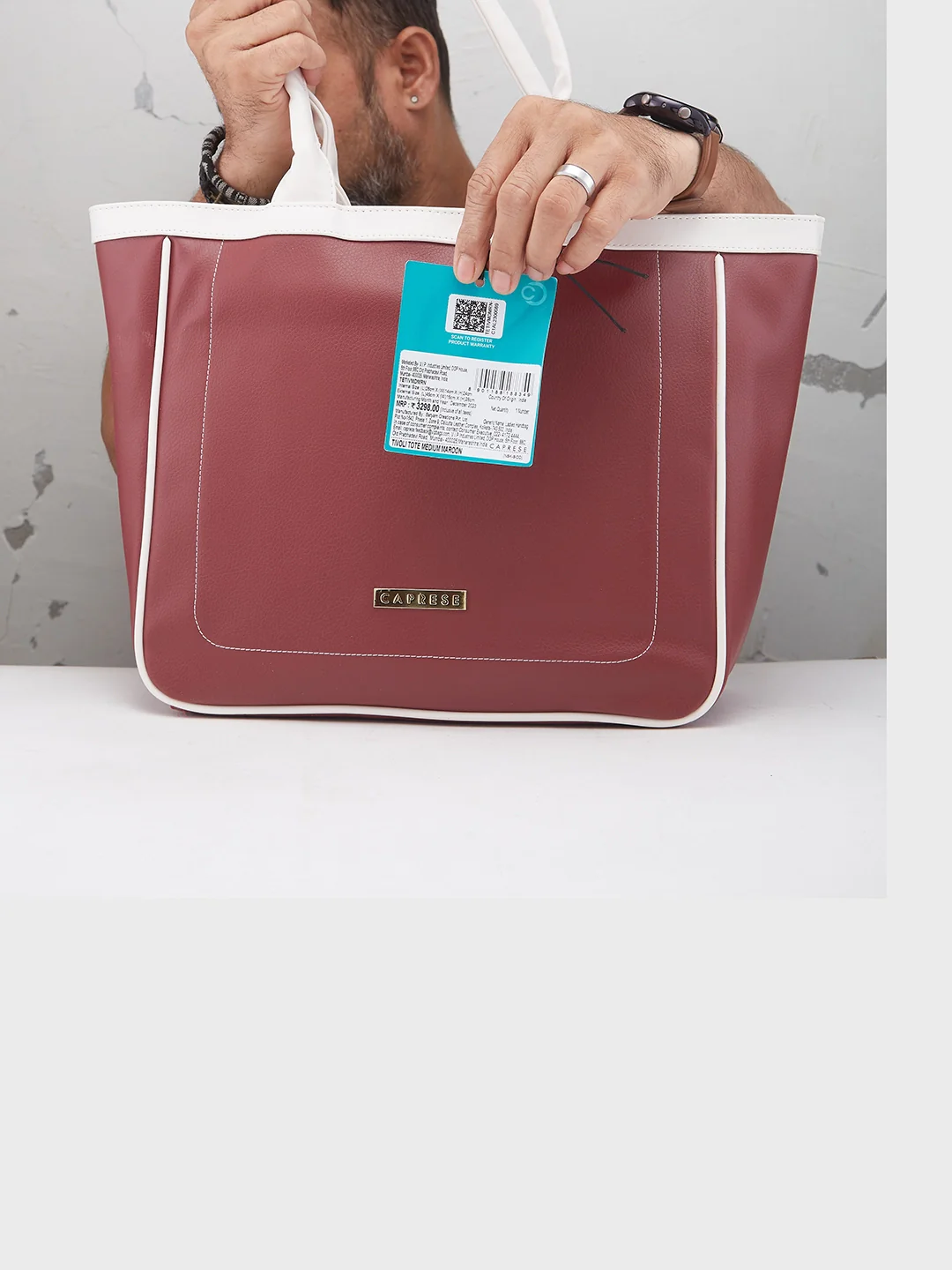 Caprese Tivoli Medium Maroon Tote Bag - Image 14