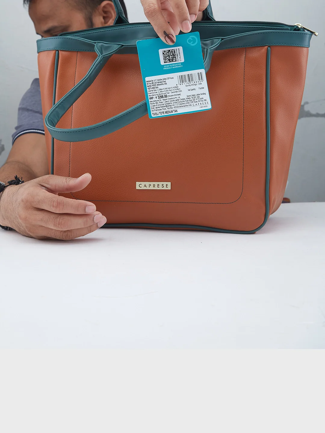 Caprese Tivoli Medium Tan Tote Bag - Image 14