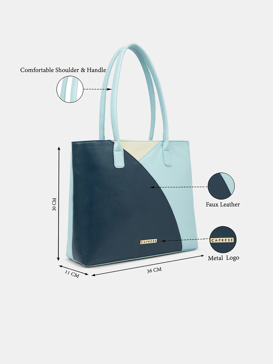 Caprese Toby Large Powder Blue Tote Bag - Image 3
