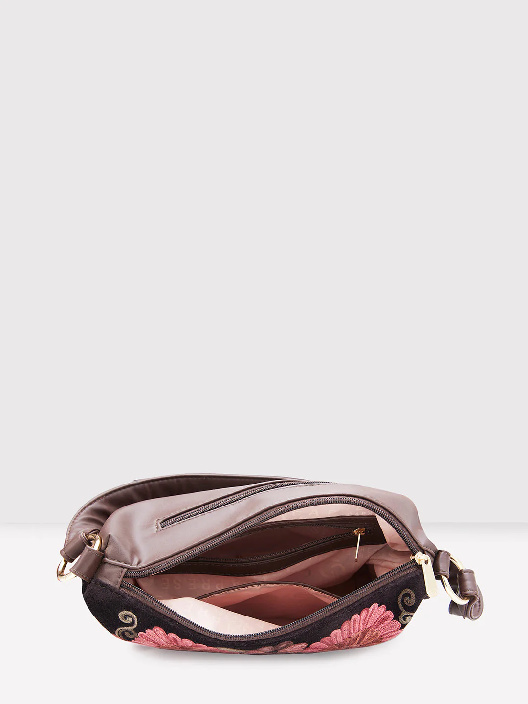 Caprese Tresna Embroidery Brown Crossbody Bag - Image 7