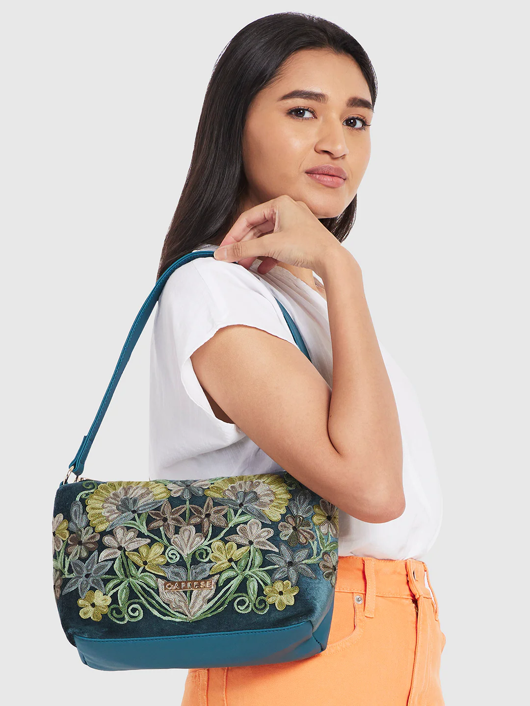 Caprese Tresna Embroidery Green Crossbody Bag - Image 2