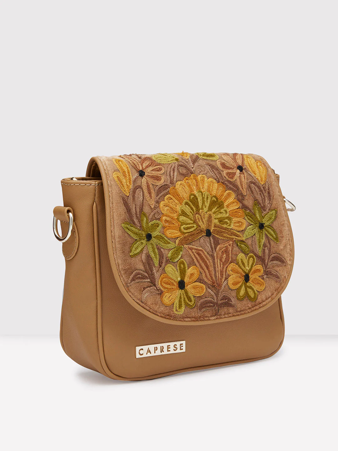 Caprese Tresna Large Embroidery Fawn Sling Bag - Image 4