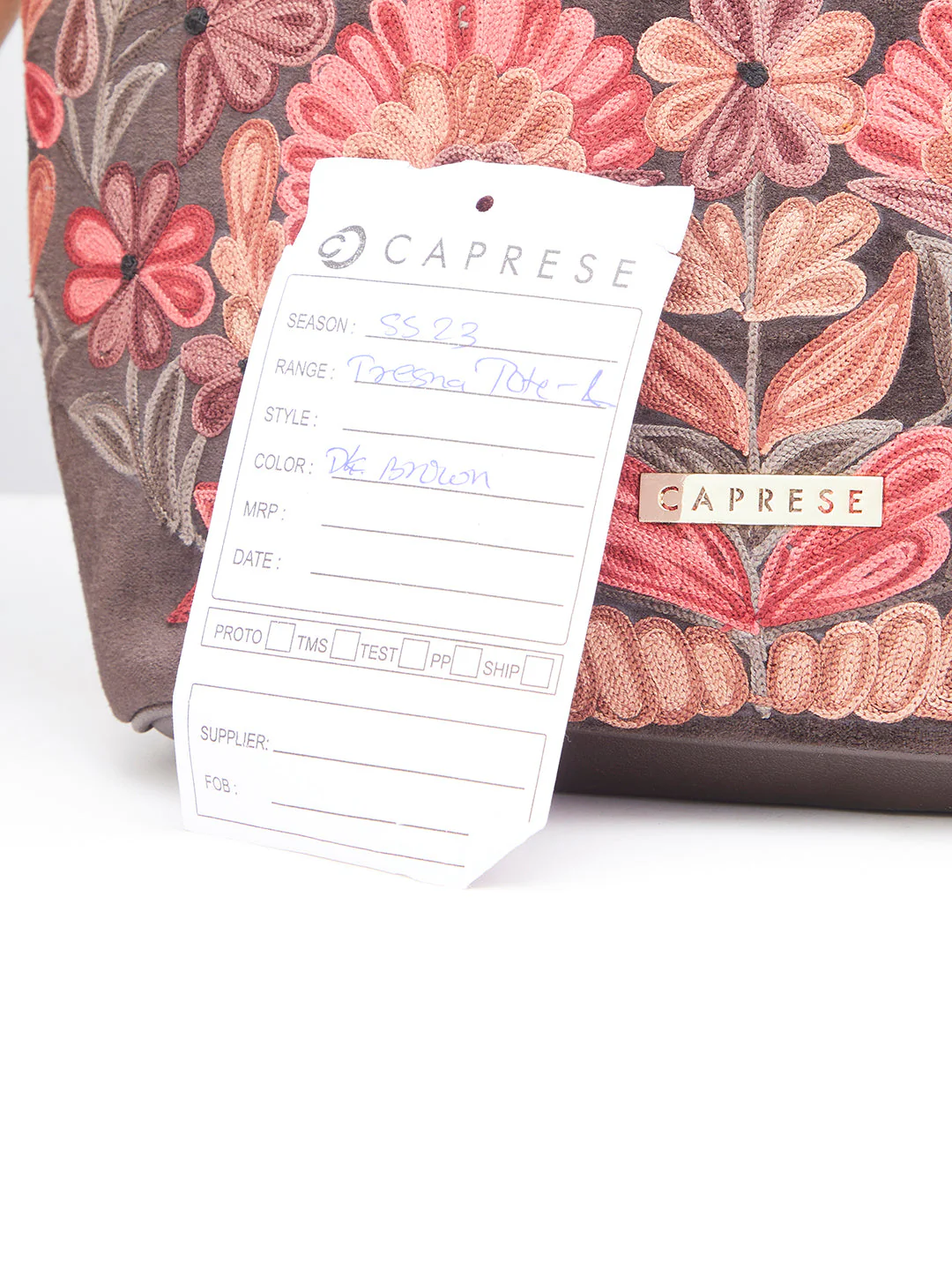 Caprese Tresna Embroidery Brown Tote Handbag - Image 12
