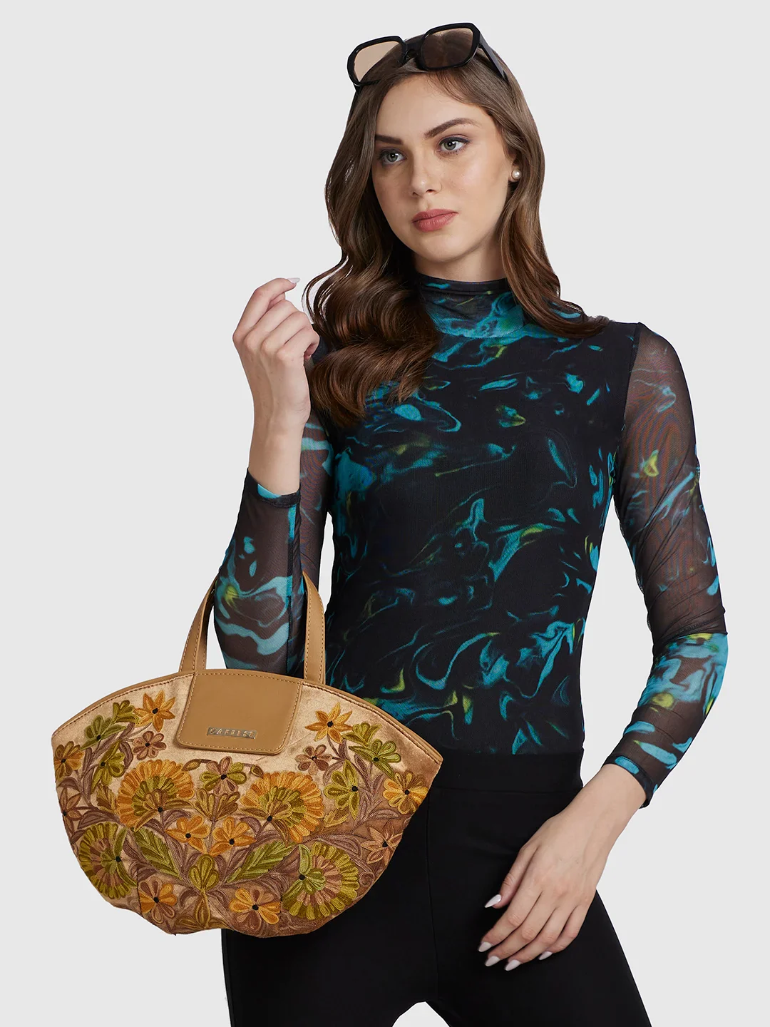 Caprese Tresna Embroidery Fawn Tote Handbag - Image 2