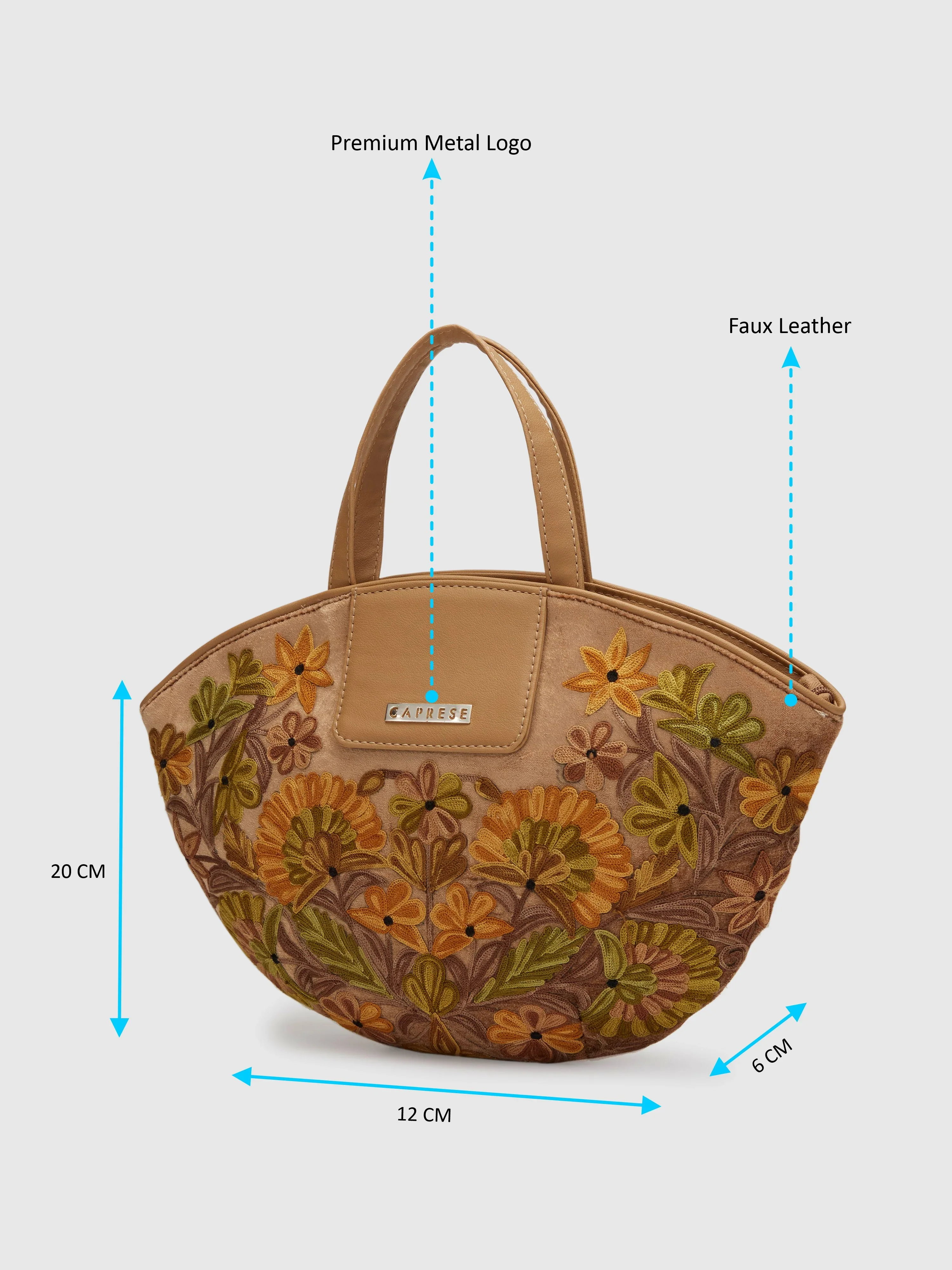 Caprese Tresna Embroidery Fawn Tote Handbag - Image 6