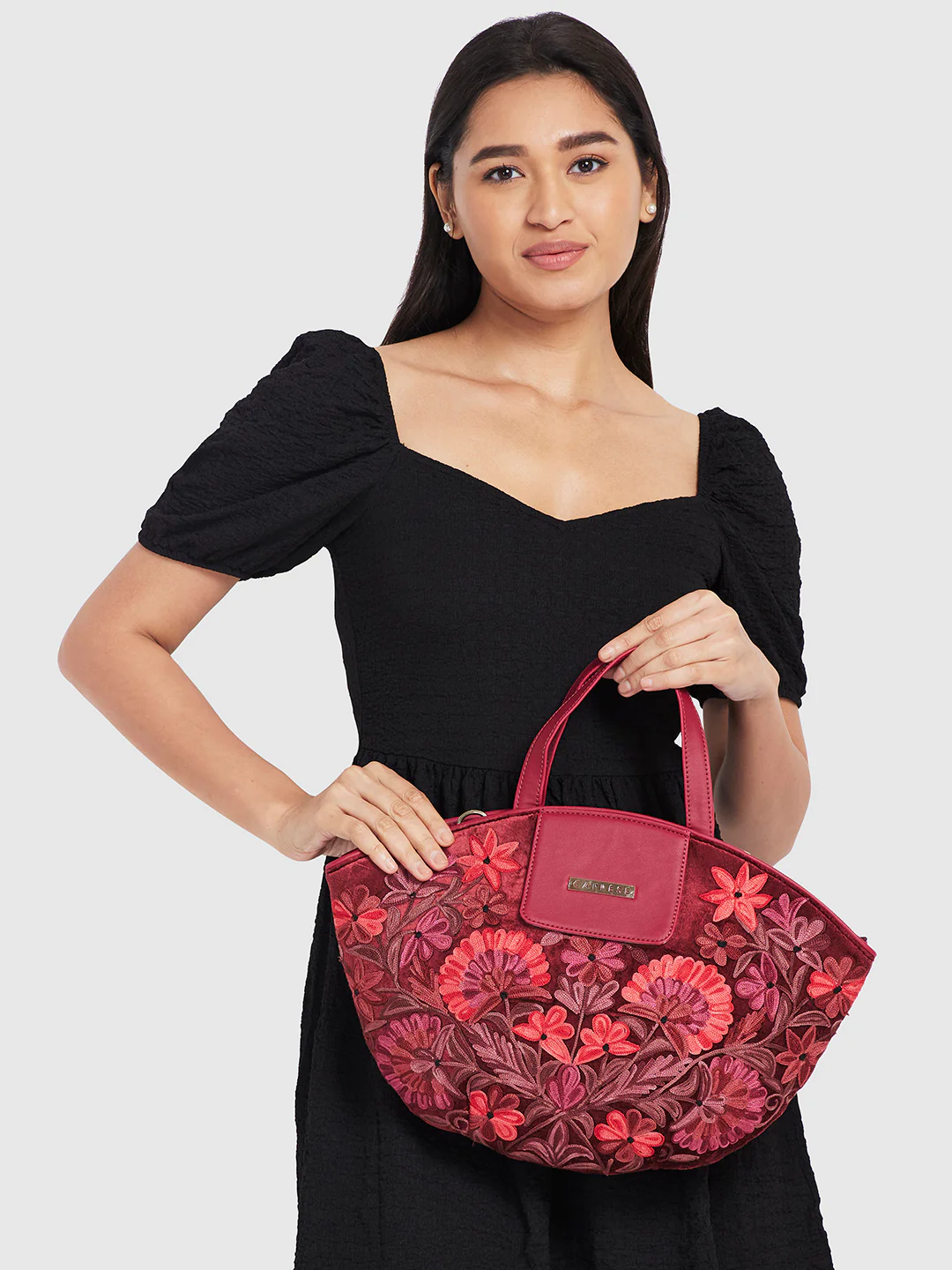 Caprese Tresna Medium Maroon Tote Bag - Image 10