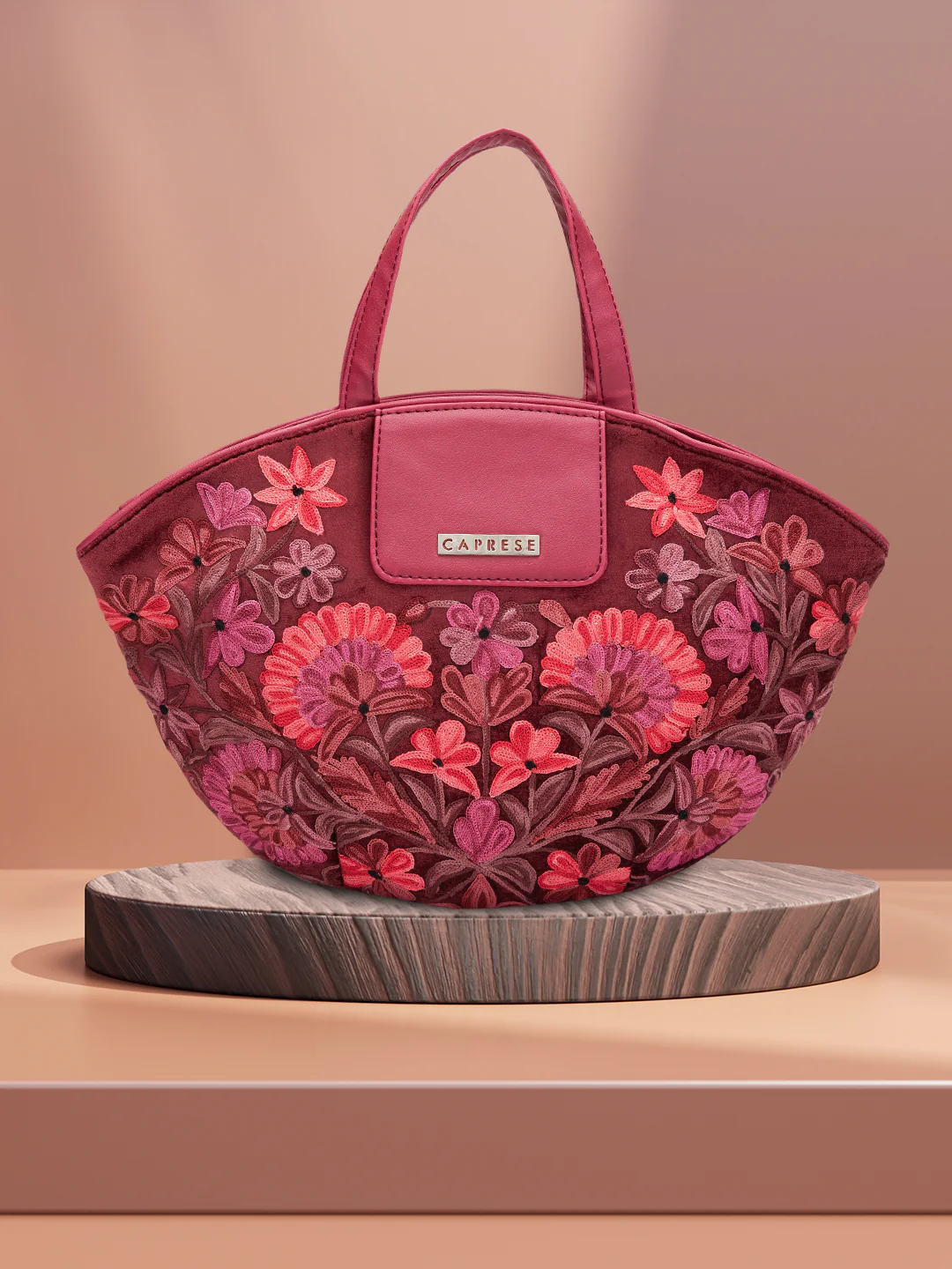 Caprese Tresna Medium Maroon Tote Bag - Image 3