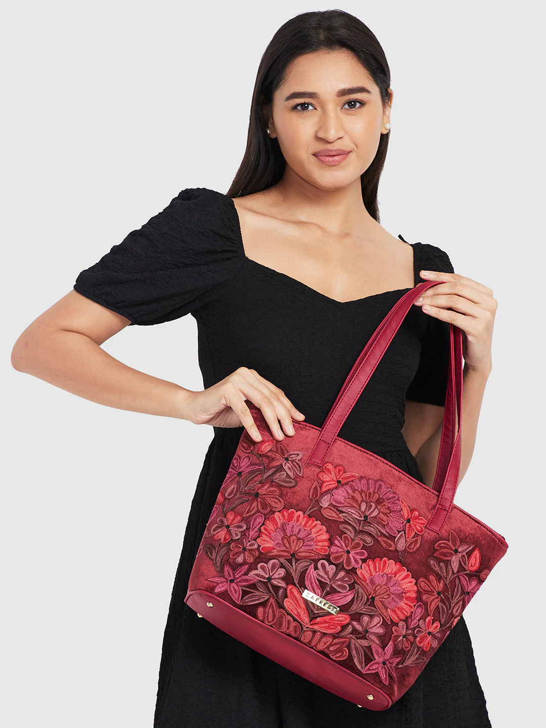 Caprese Tresna Medium Maroon Tote Bag - Image 11