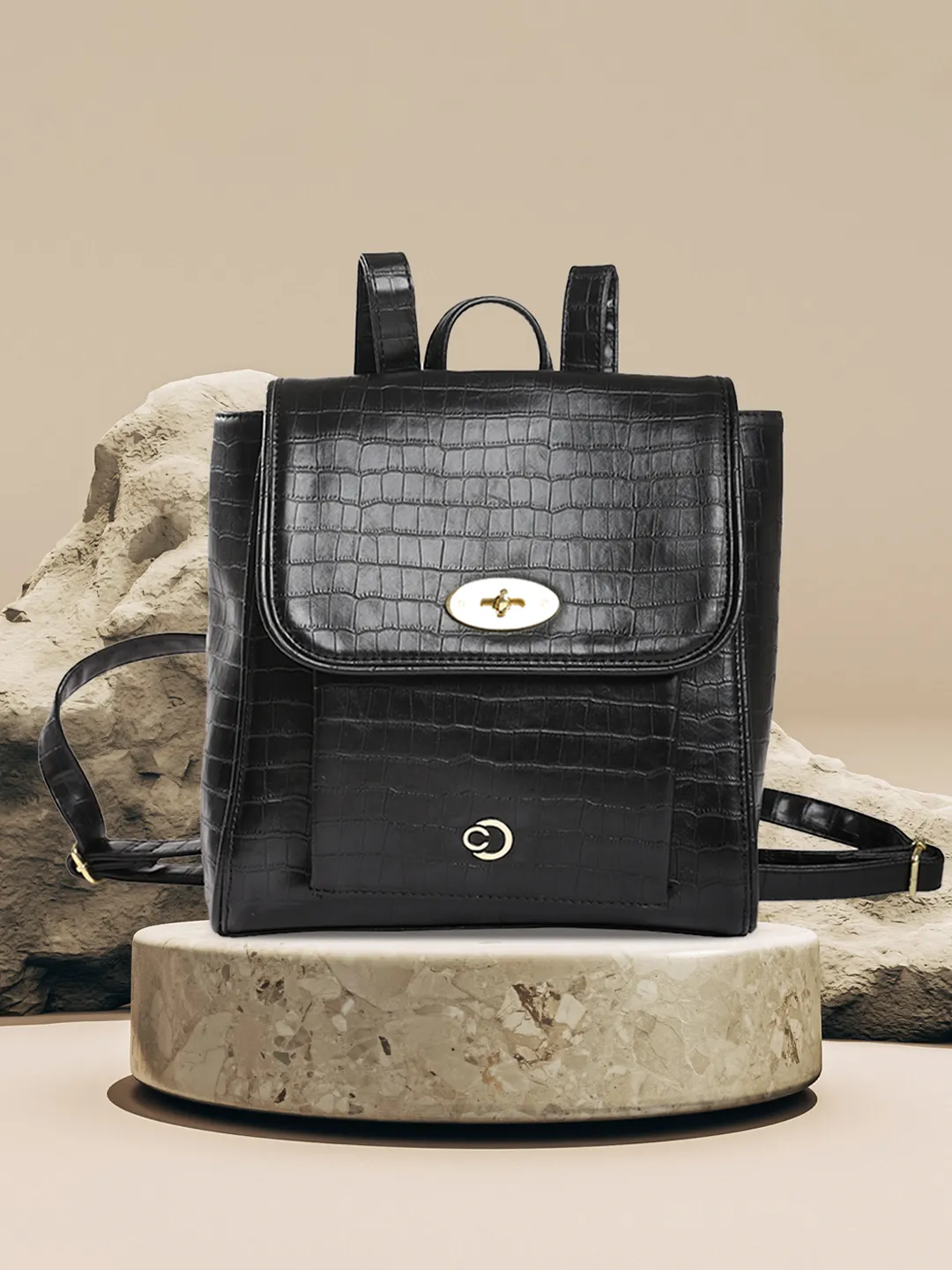 Caprese Treza Medium Black Backpack - Image 11