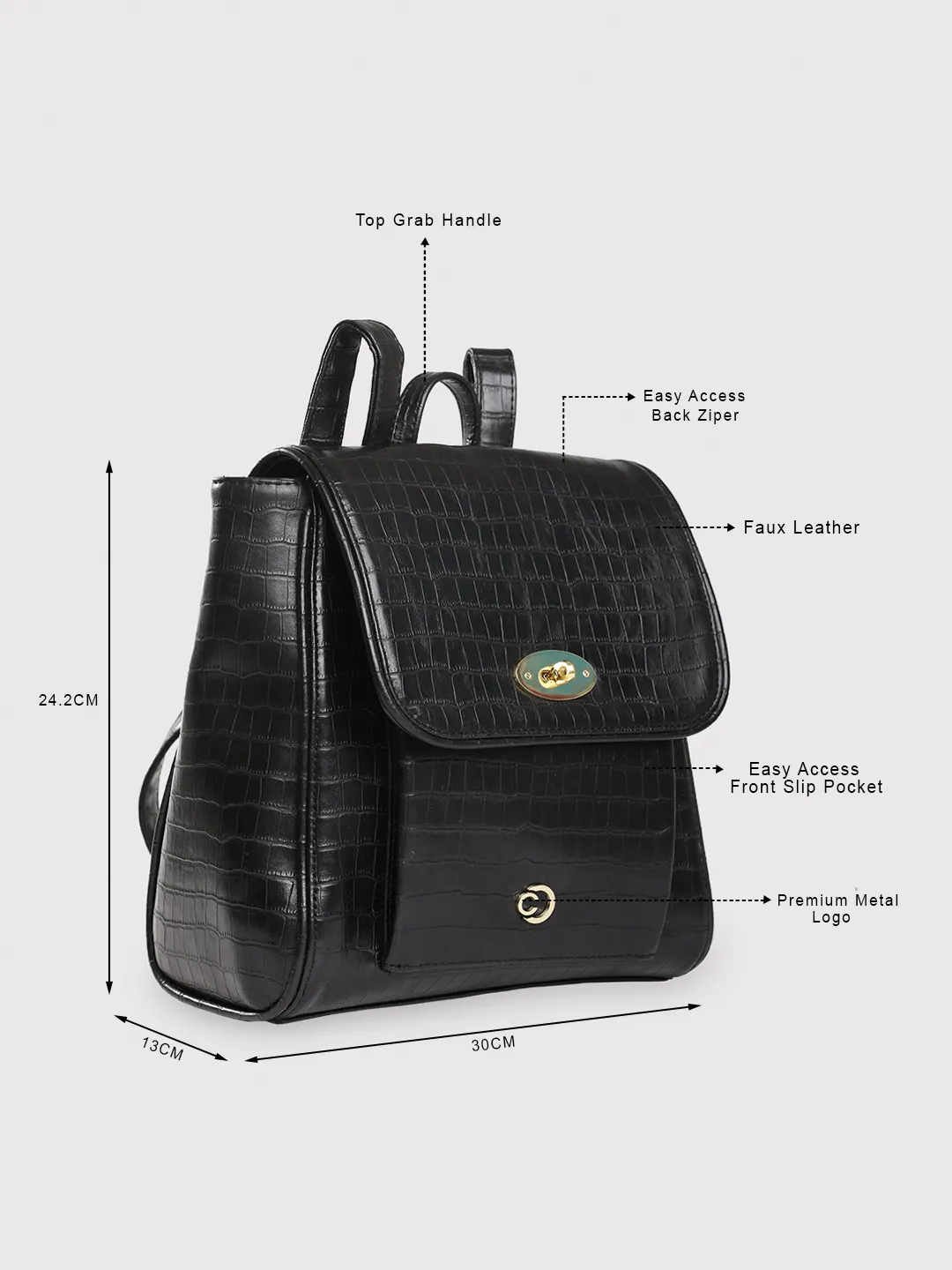 Caprese Treza Medium Black Backpack - Image 8