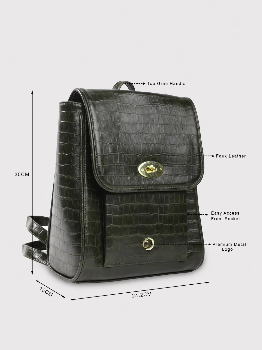 Caprese Treza Medium Olive Backpack - Image 3
