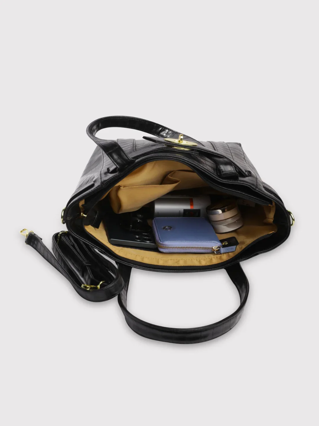 Caprese Treza Large Black Satchel Bag - Image 13
