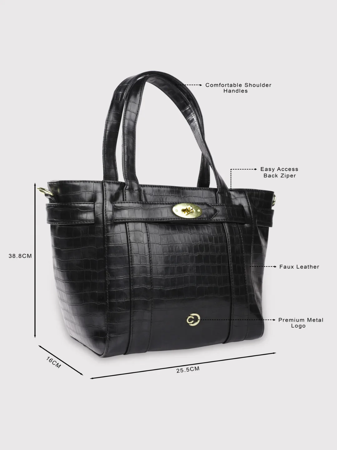 Caprese Treza Large Black Satchel Bag - Image 3