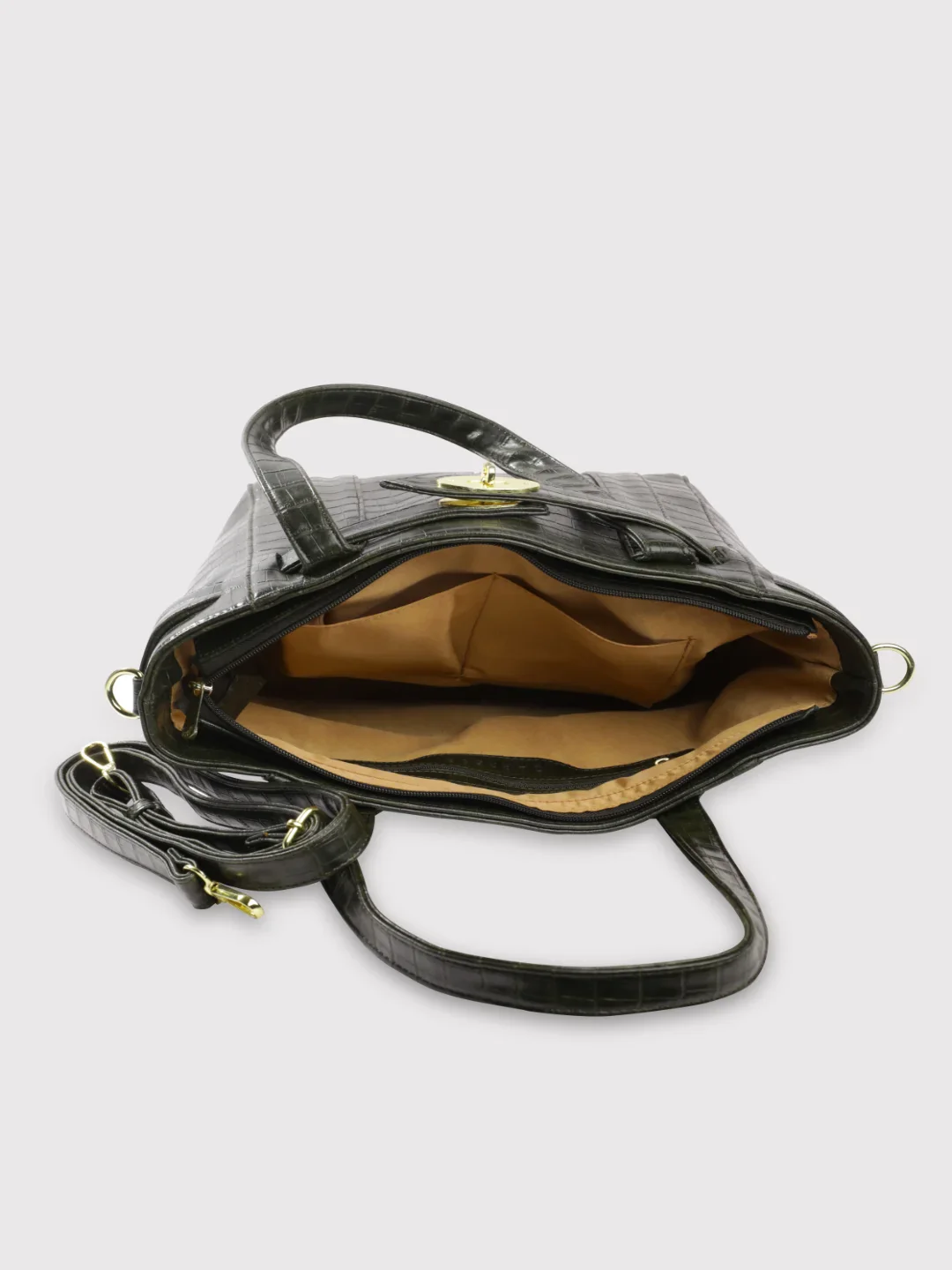 Caprese Treza Large Olive Satchel Bag - Image 10