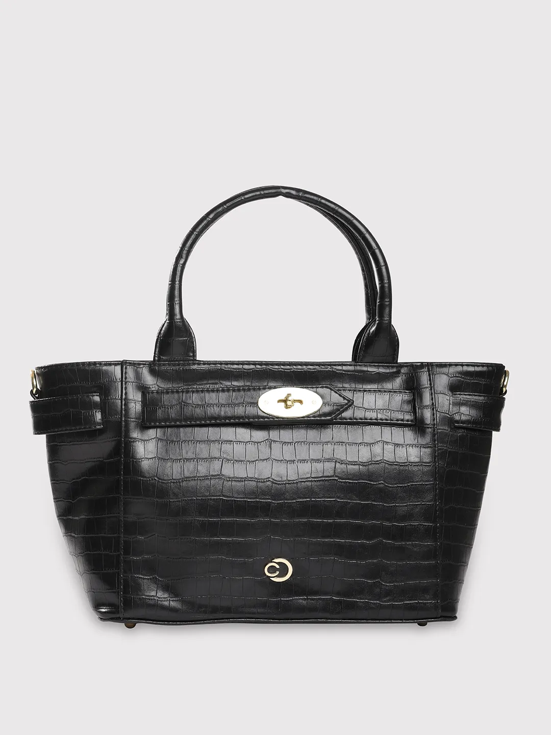 Caprese Treza Medium Black Satchel Bag