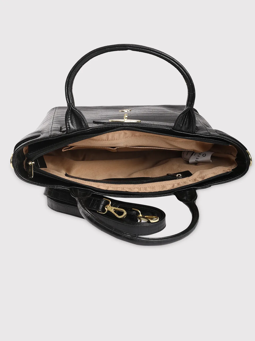 Caprese Treza Medium Black Satchel Bag - Image 7