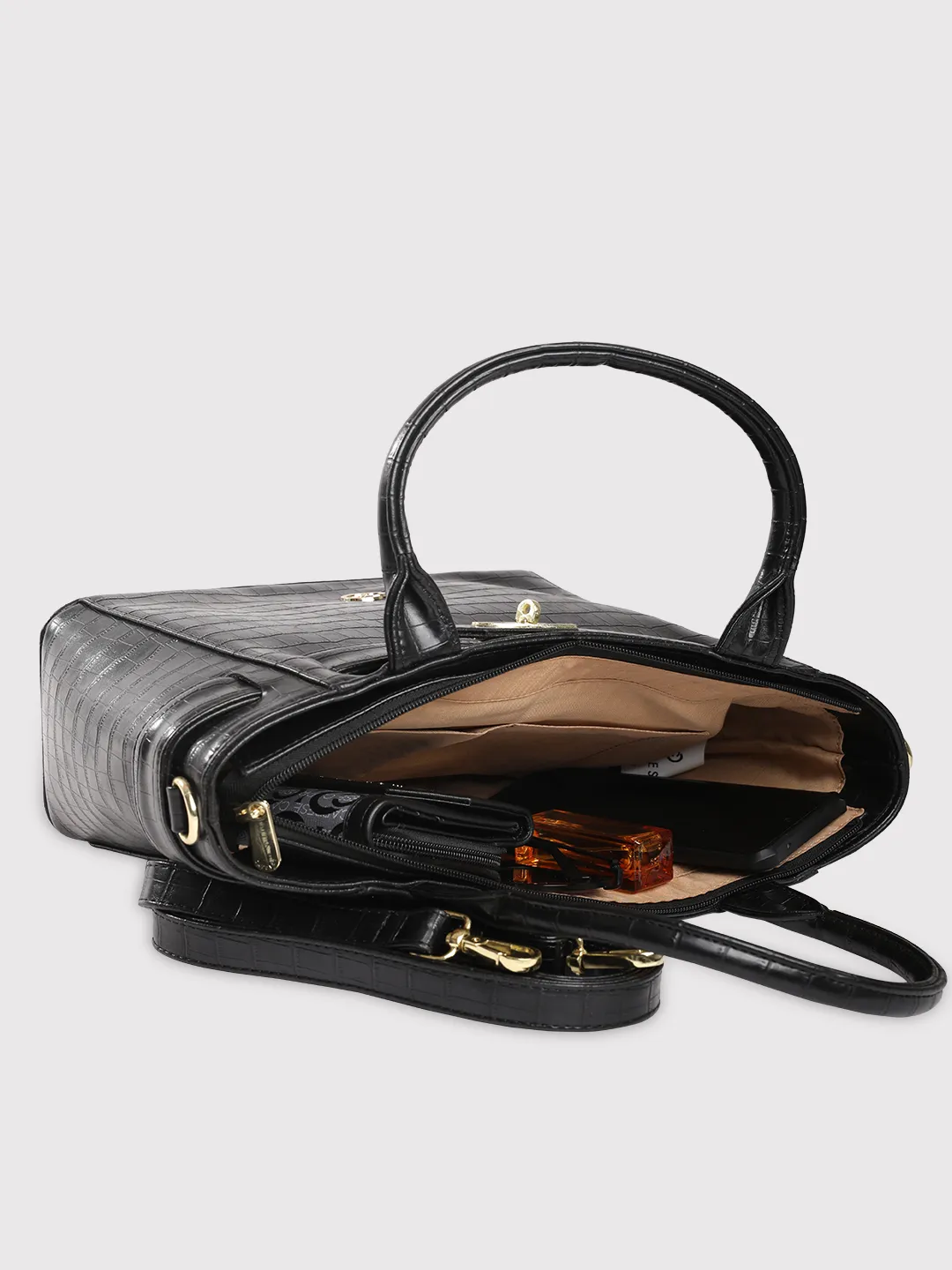 Caprese Treza Medium Black Satchel Bag - Image 8
