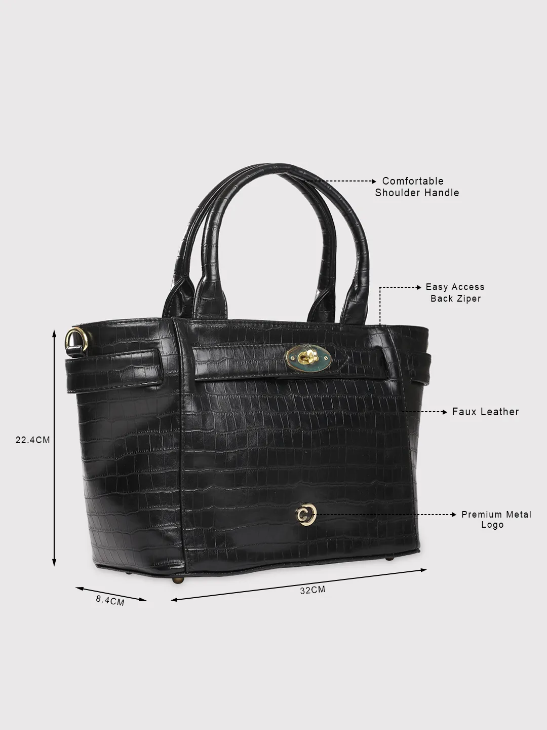 Caprese Treza Medium Black Satchel Bag - Image 9