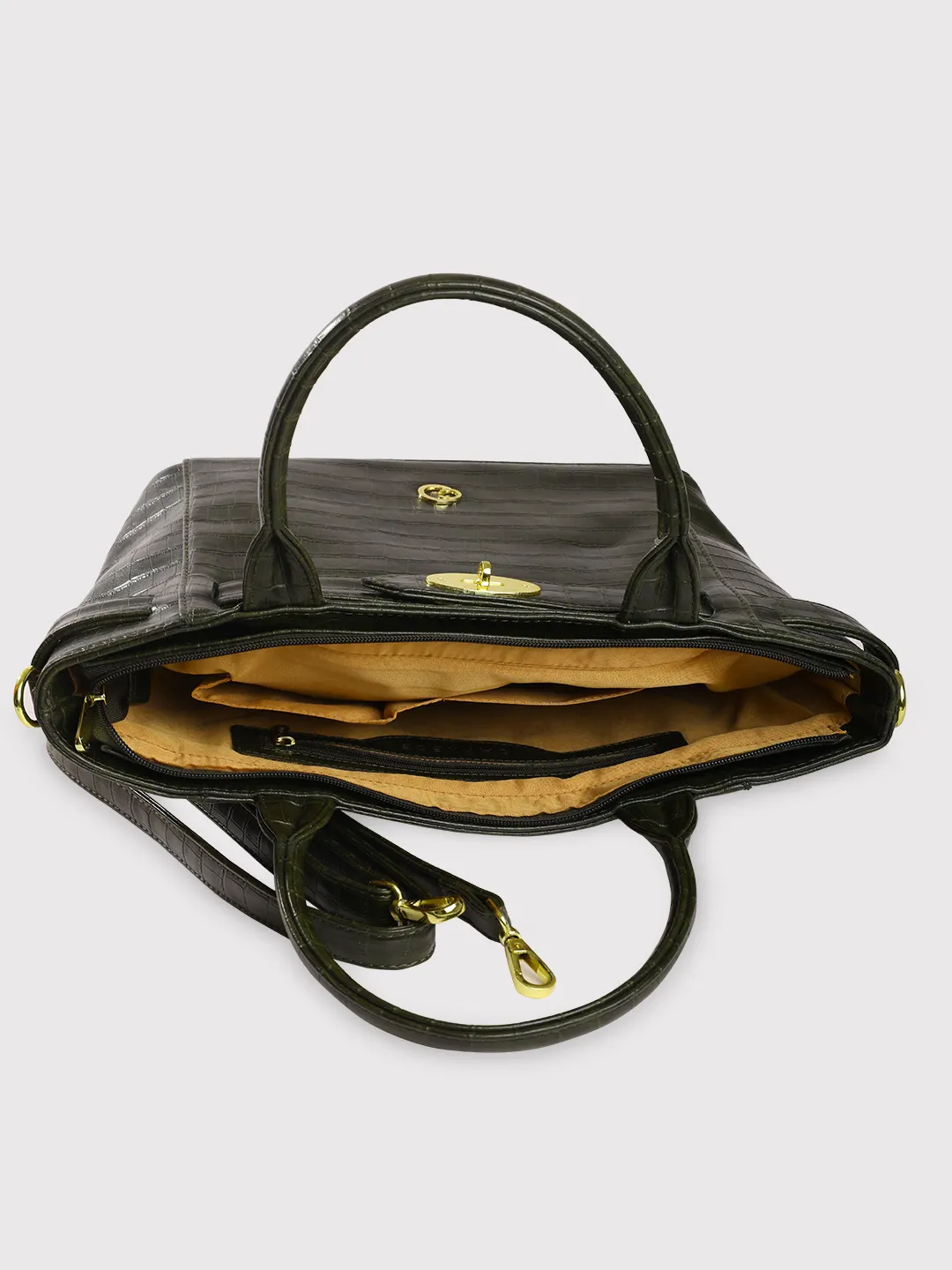 Caprese Treza Medium Olive Satchel Bag - Image 9