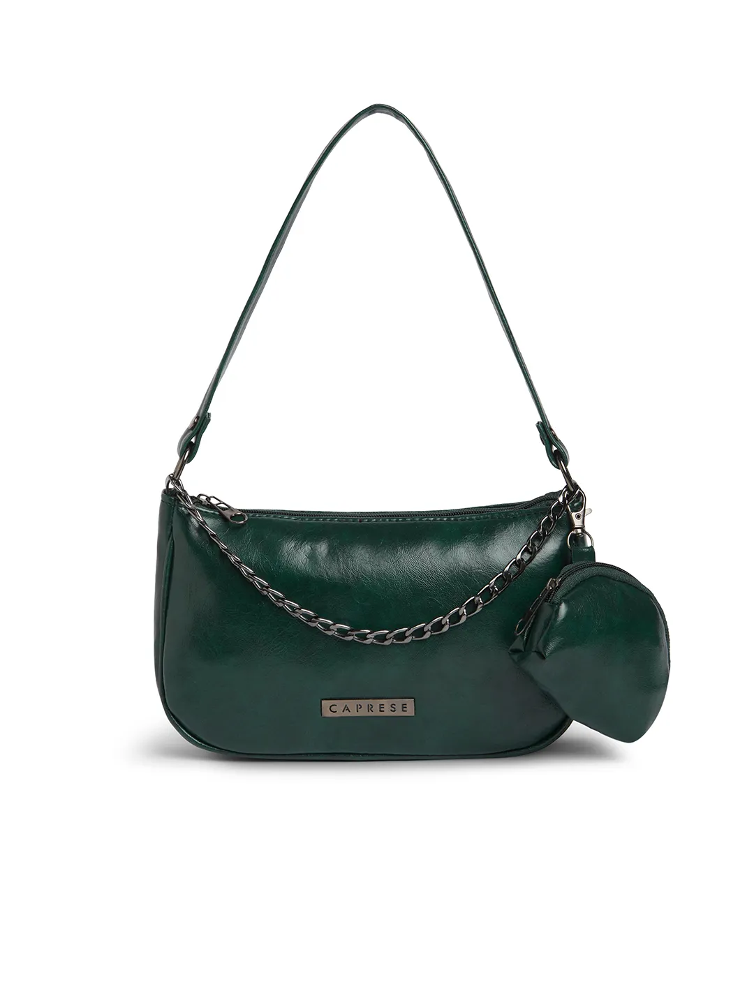 Caprese Trina Medium Bottle Green Baguette Bag