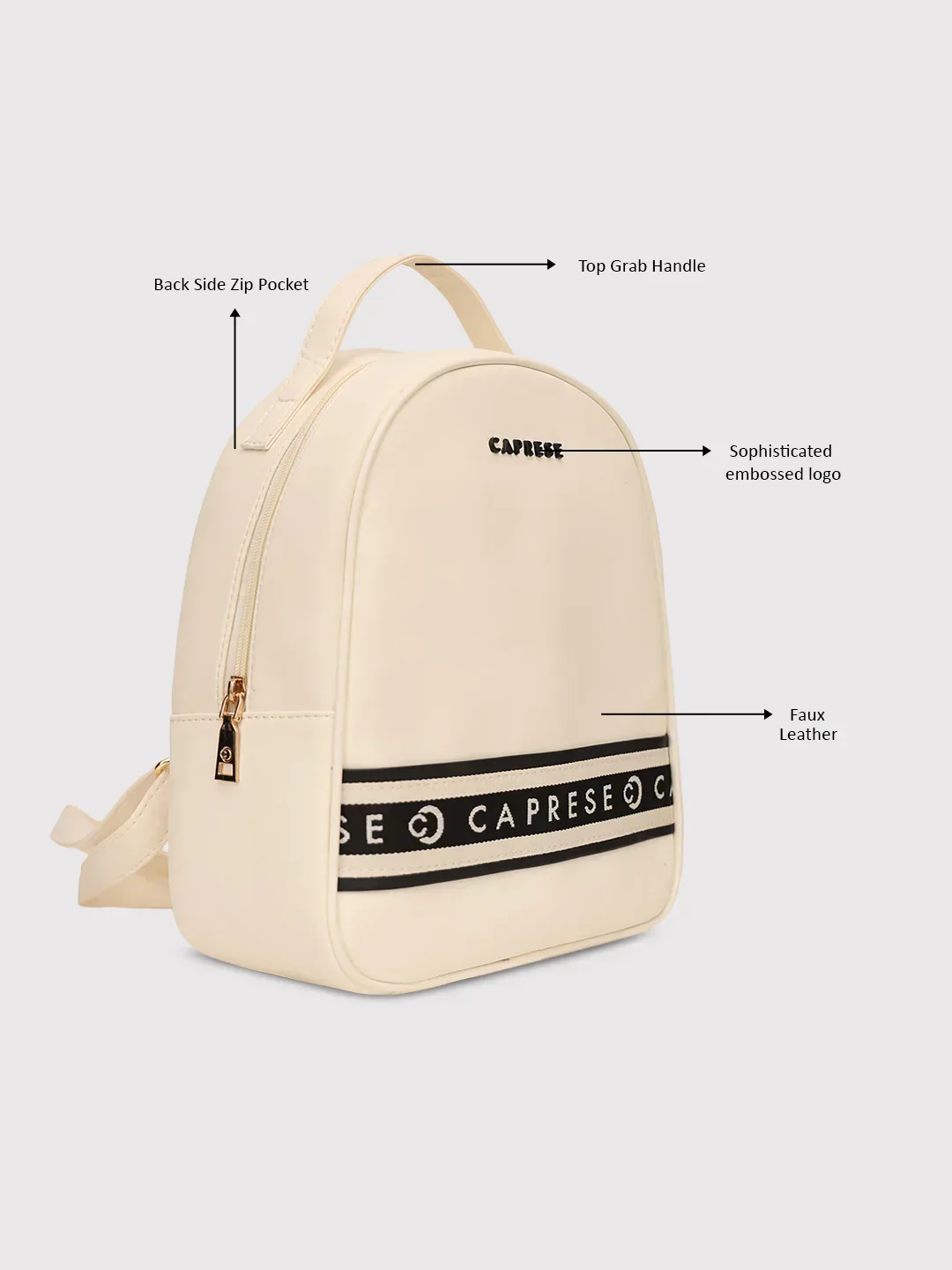 Caprese Trinity Medium Cream Backpack - Image 10