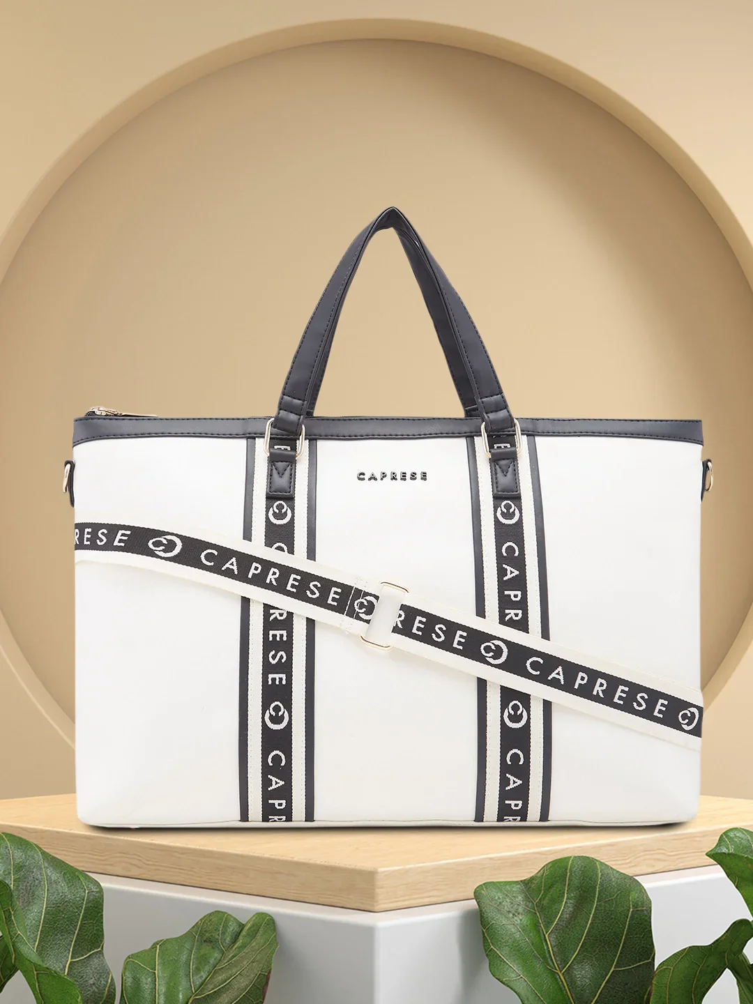 Caprese Trinity Large Cream Laptop Bag - Image 14
