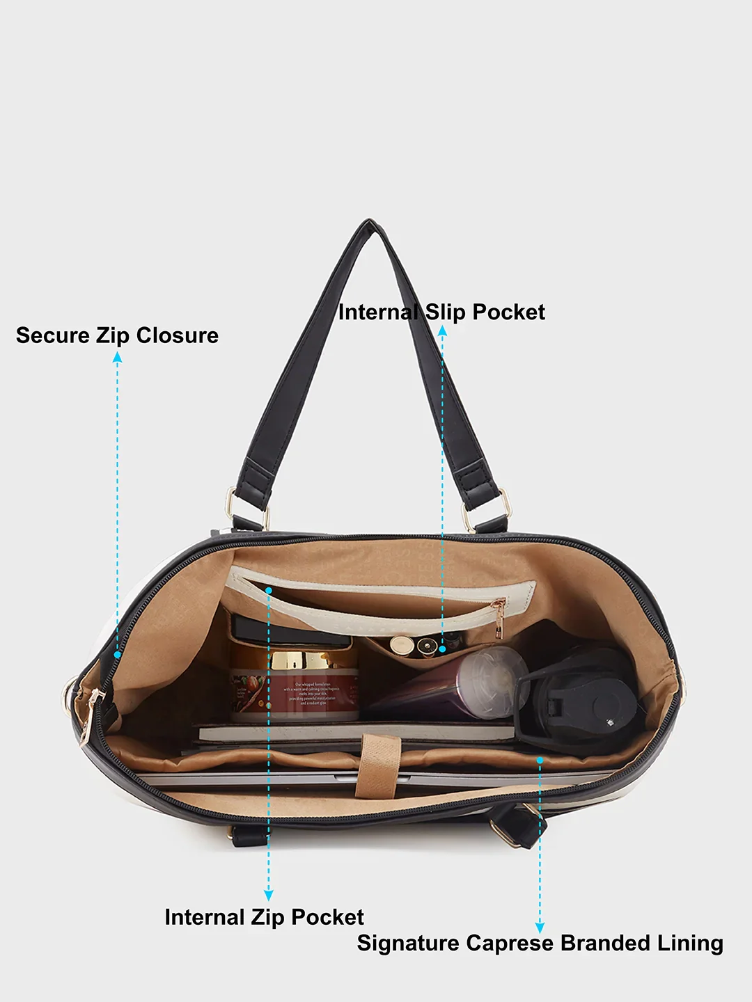 Caprese Trinity Large Cream Laptop Bag - Image 7