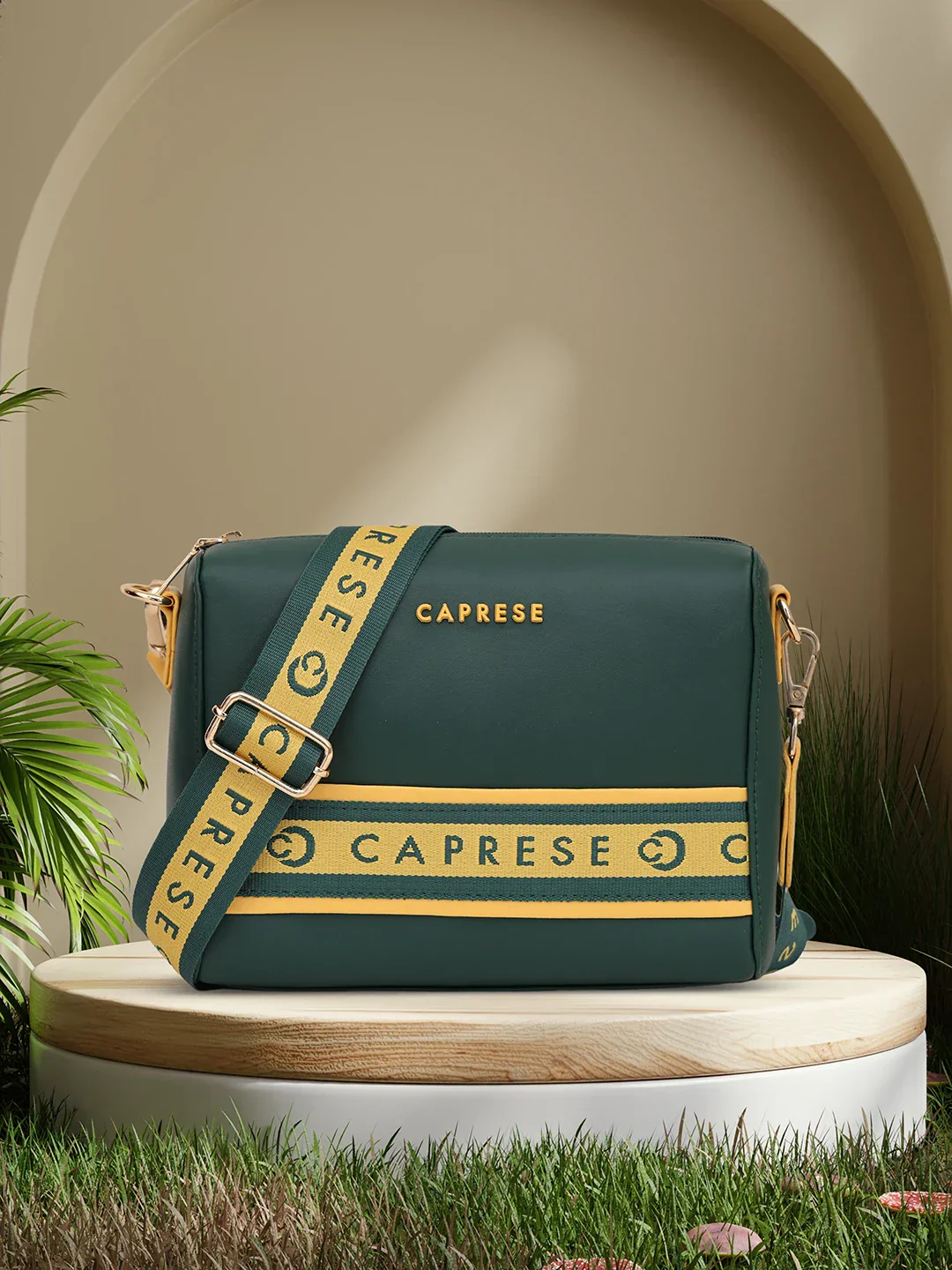 Caprese Trinity Medium Dark Green Sling Bag - Image 2