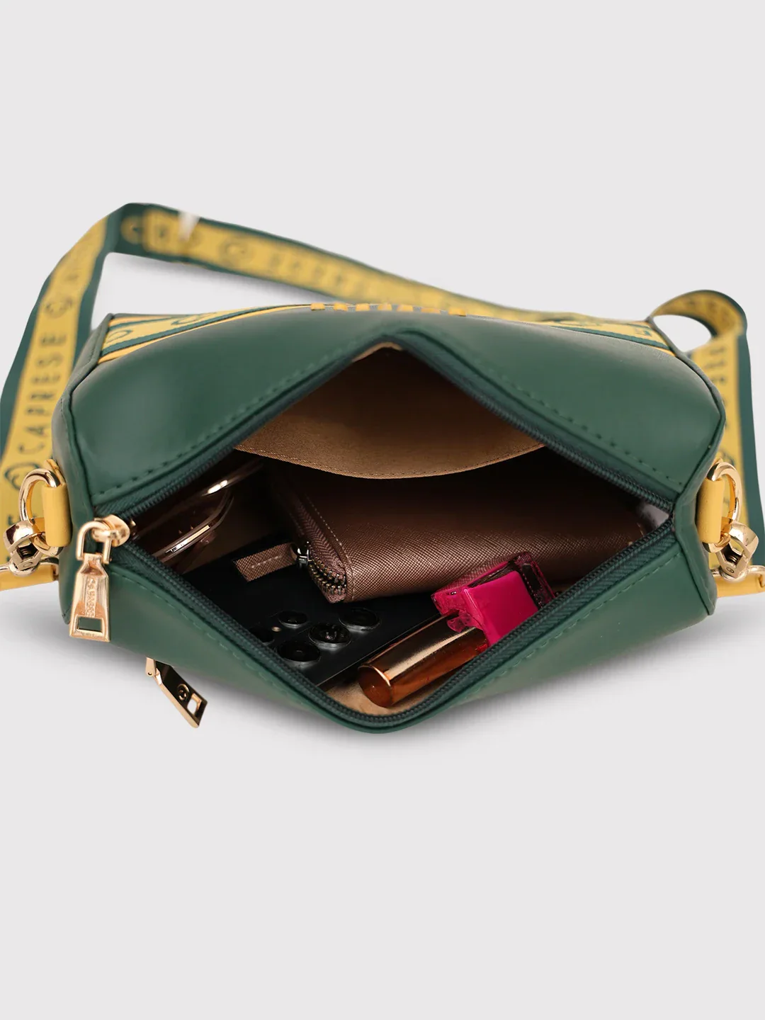 Caprese Trinity Medium Dark Green Sling Bag - Image 9