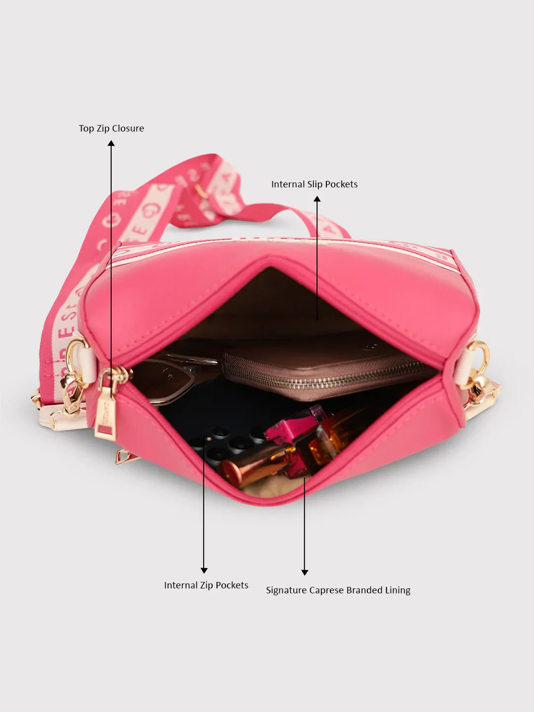 Caprese Trinity Medium Fuchsia Sling Bag - Image 10