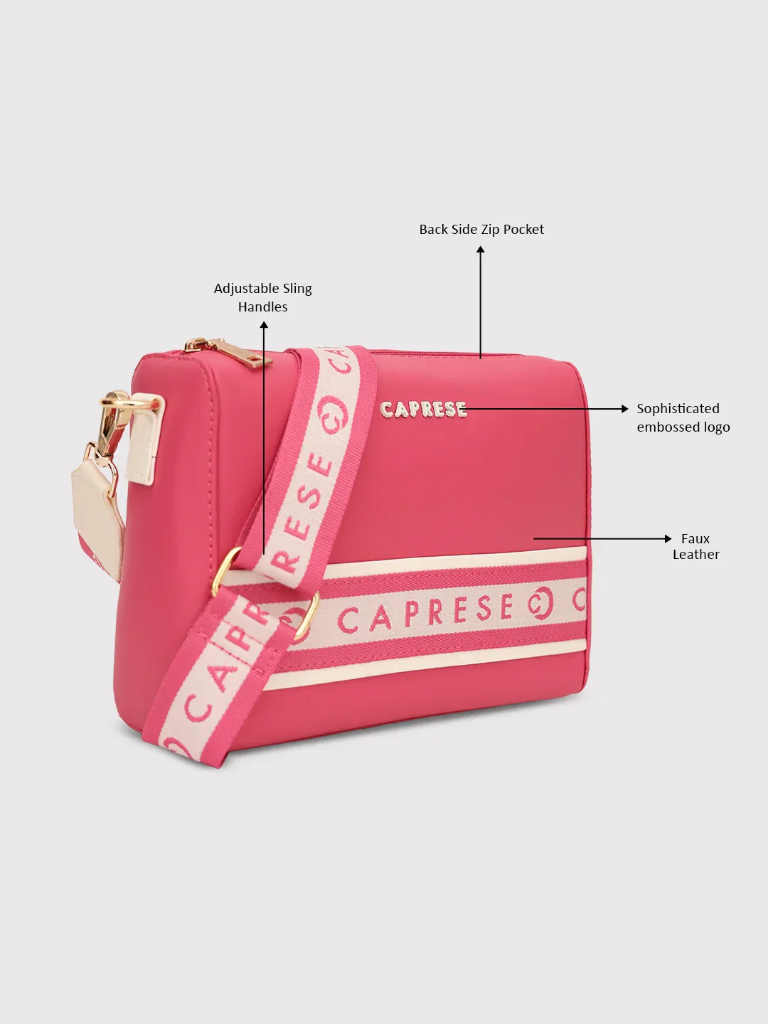 Caprese Trinity Medium Fuchsia Sling Bag - Image 9