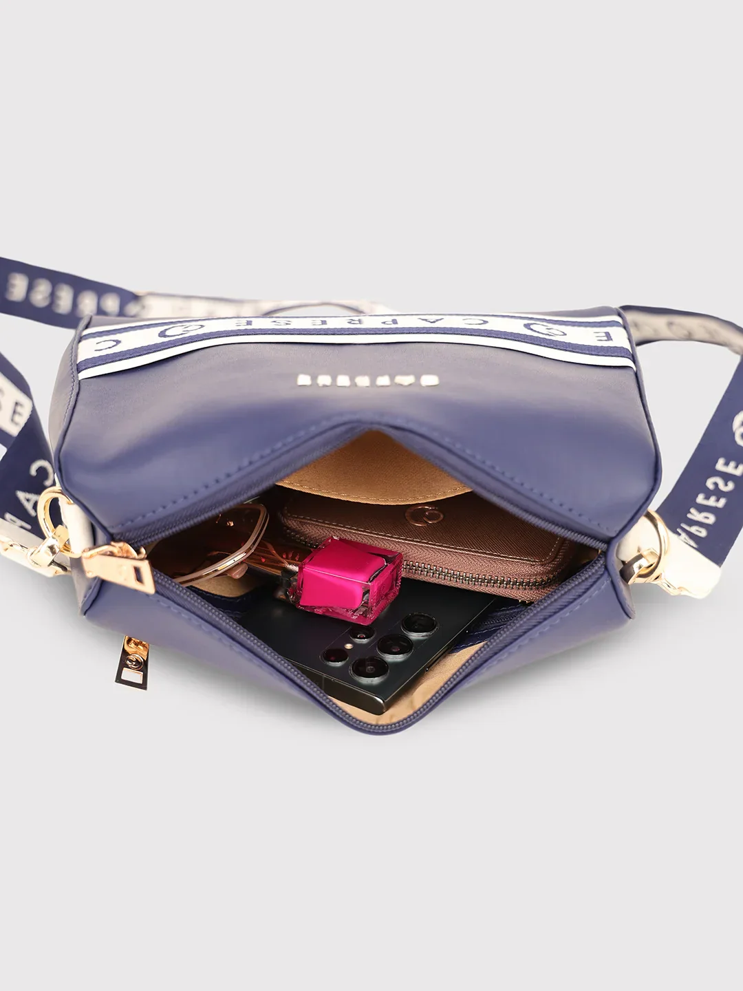 Caprese Trinity Medium Navy Sling Bag - Image 9