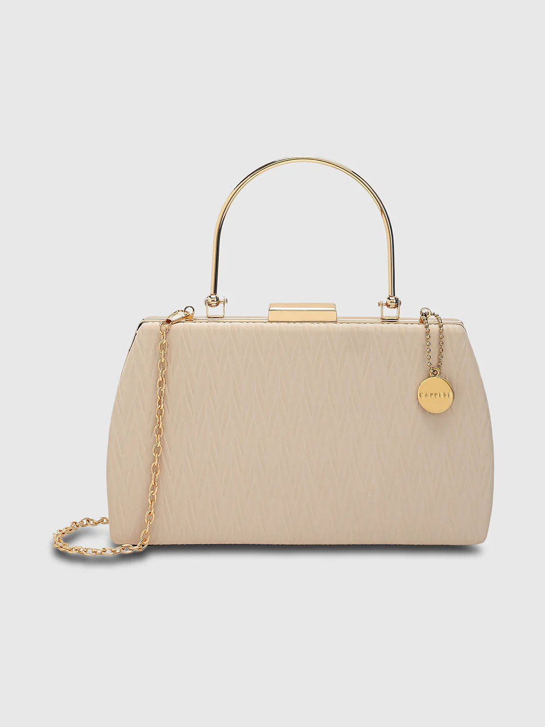 Caprese Trista Medium Cream Textured Clutch Bag - Image 9