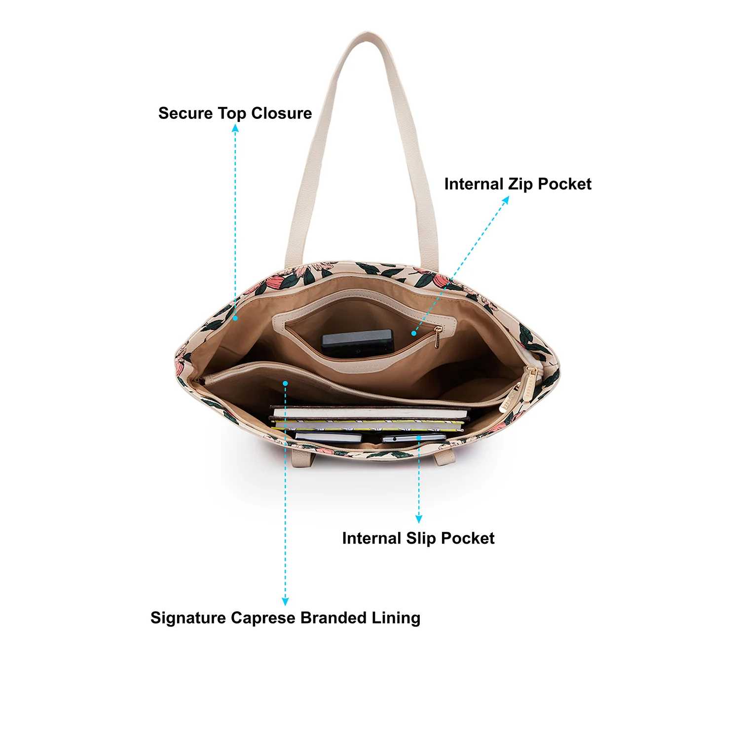 Caprese Vanessa Large Beige Tote Bag - Image 5