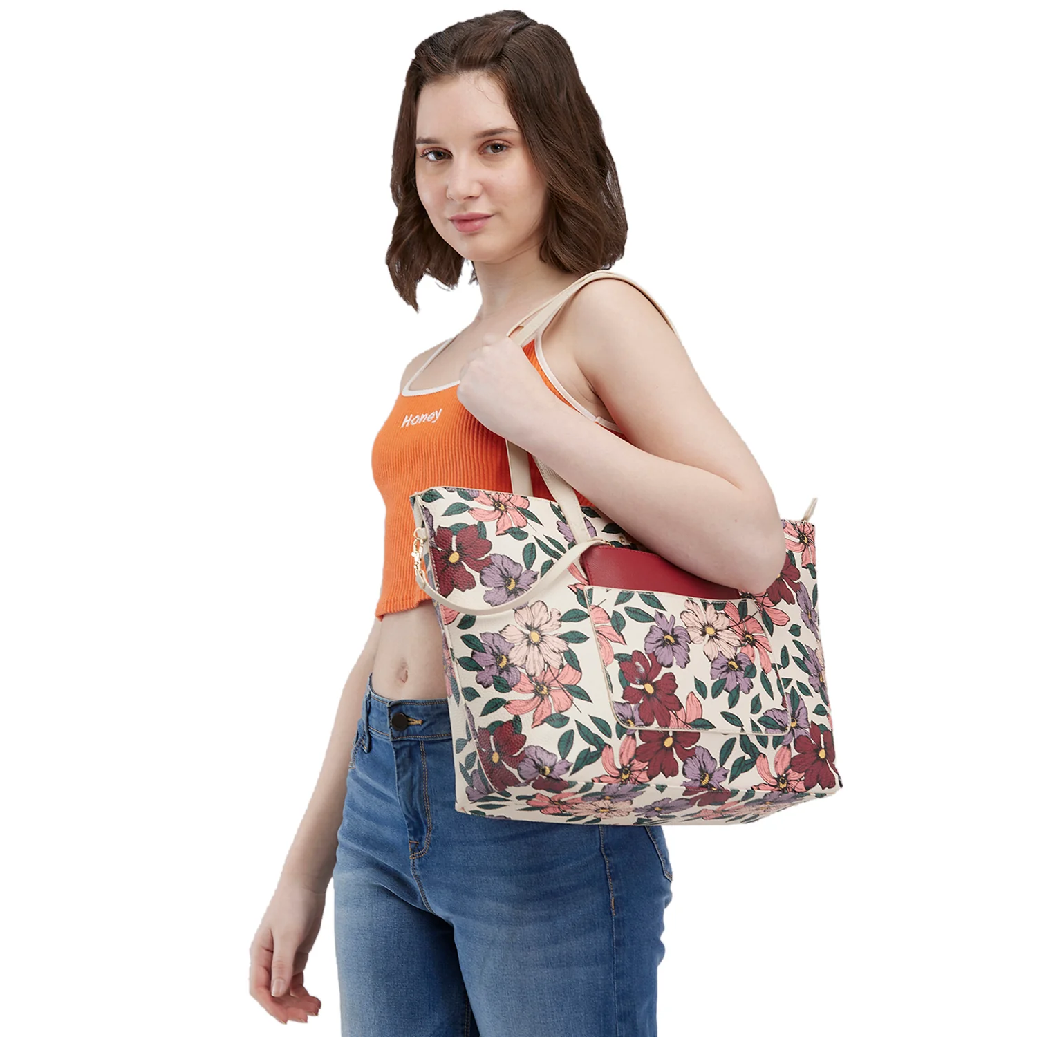 Caprese Vanessa Large Beige Tote Bag - Image 6