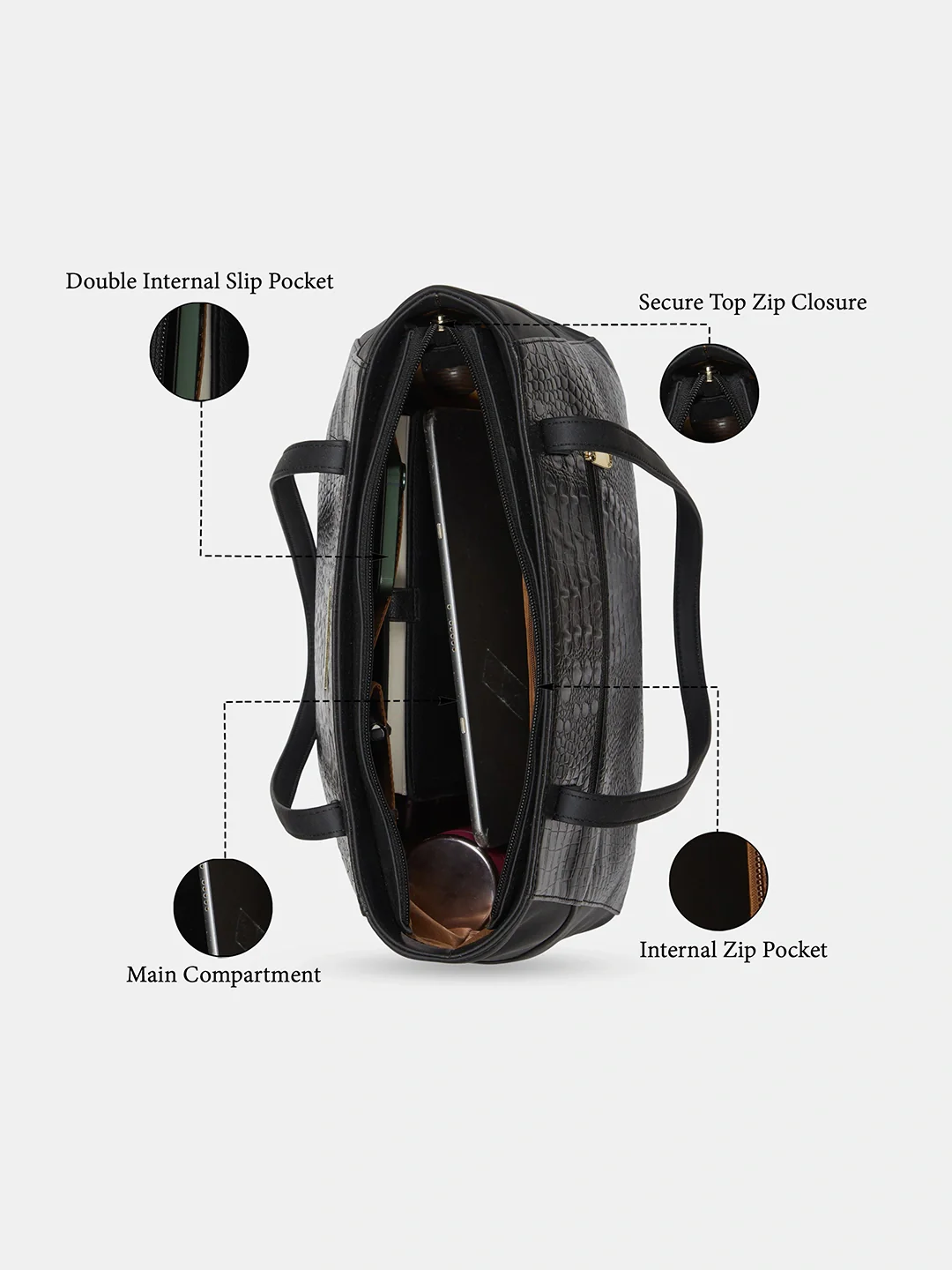 Caprese  Vani Large Black Satchel Bag - Image 6