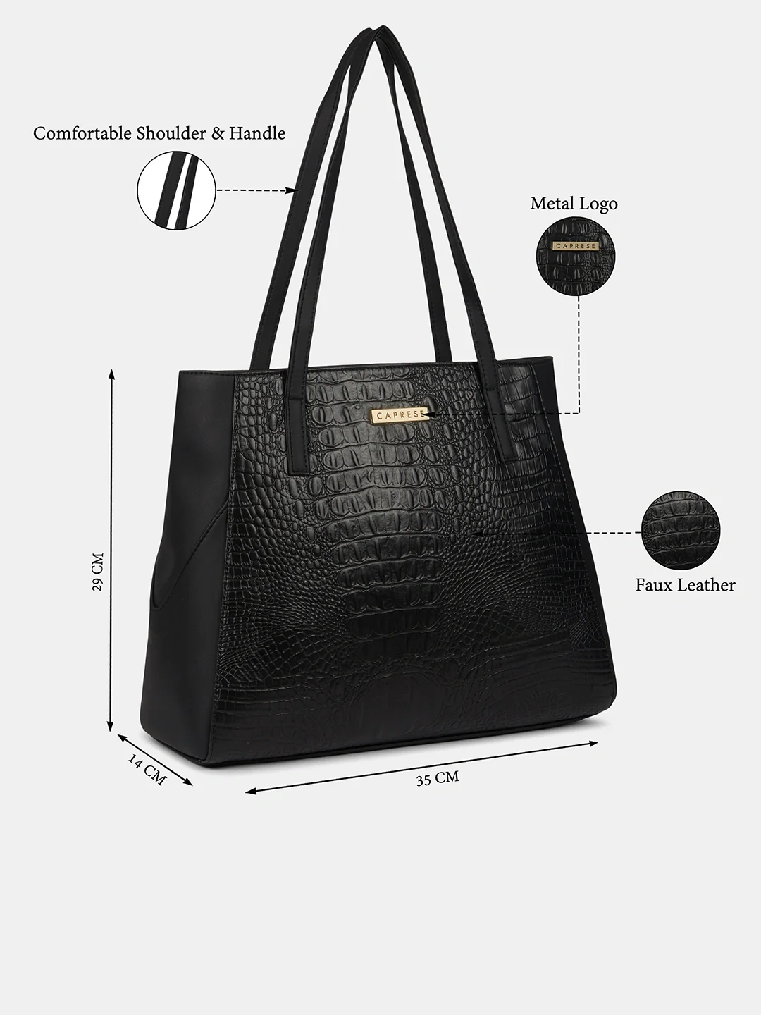 Caprese  Vani Large Black Satchel Bag - Image 7