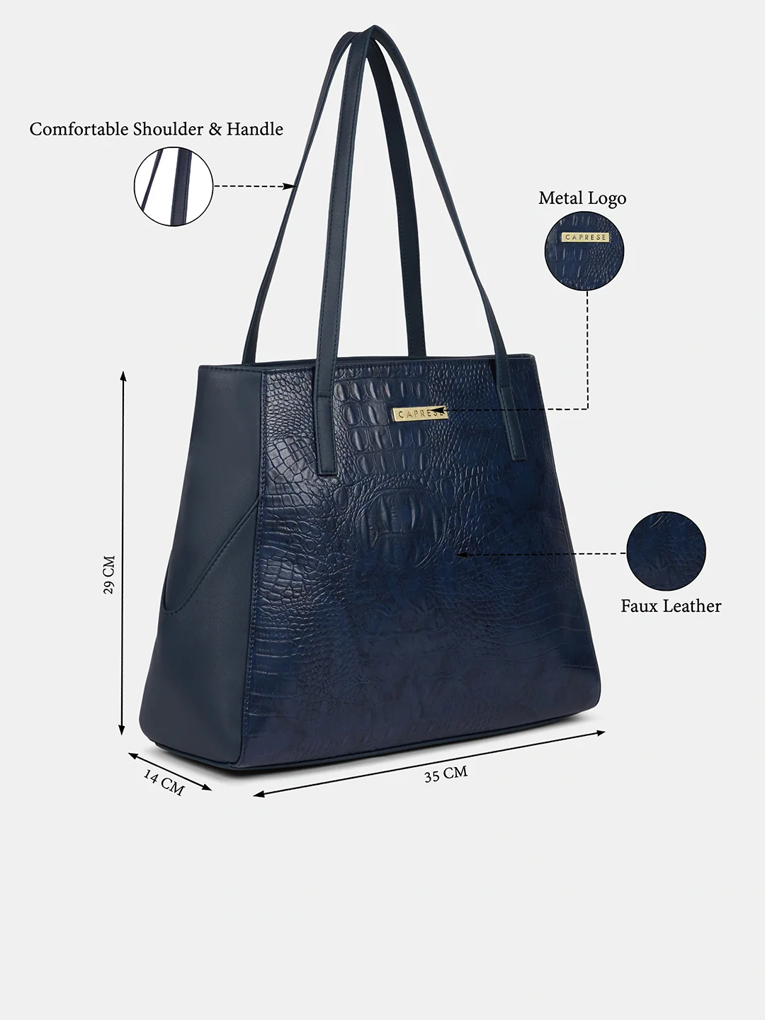 Caprese  Vani Large Navy Blue Satchel Bag - Image 8