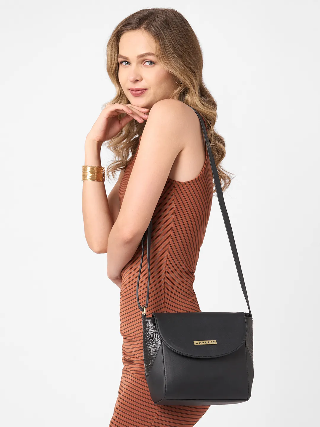 Caprese Vani Medium Black Sling Bag - Image 2