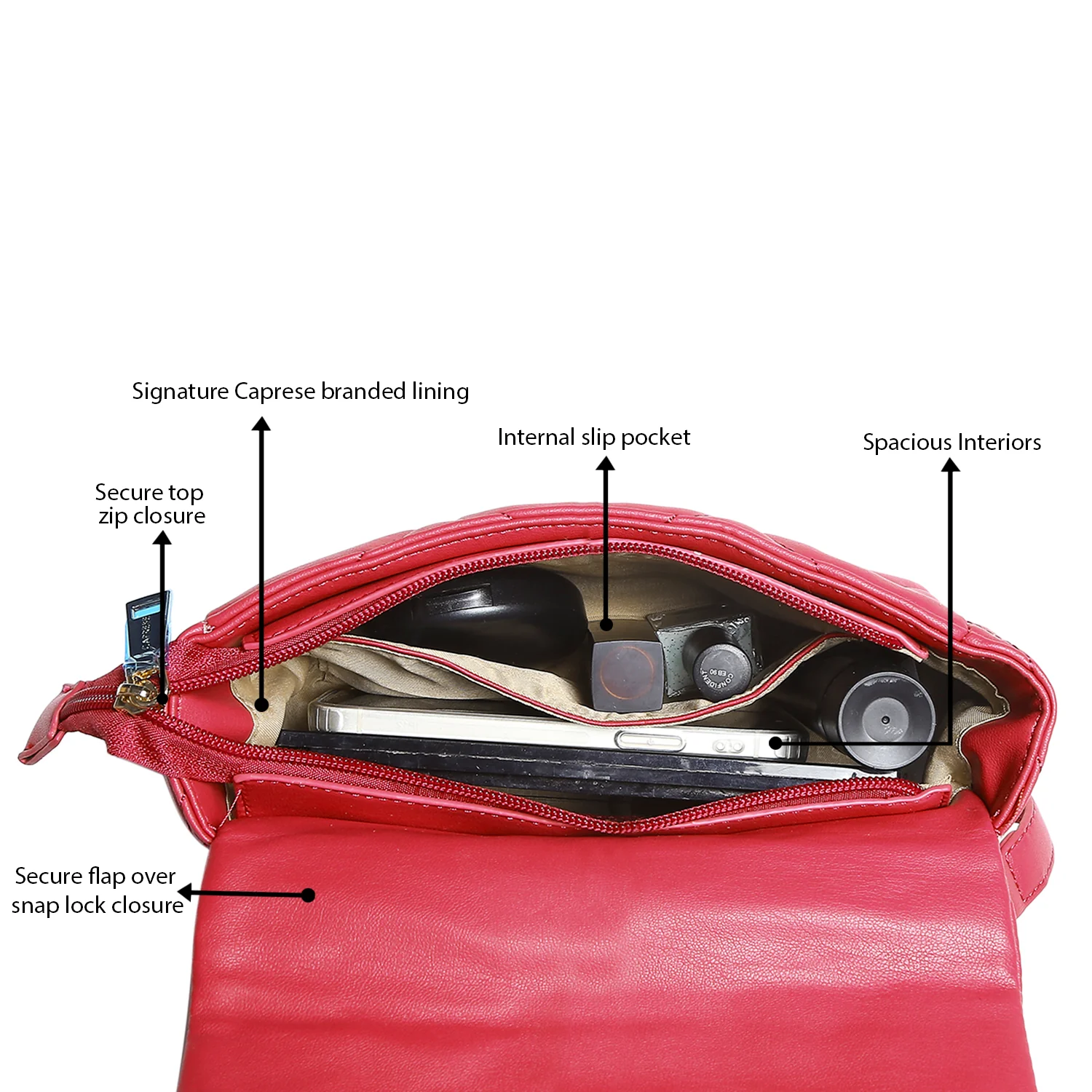 Caprese Veleriya Large Bright Pink Sling Bag - Image 10