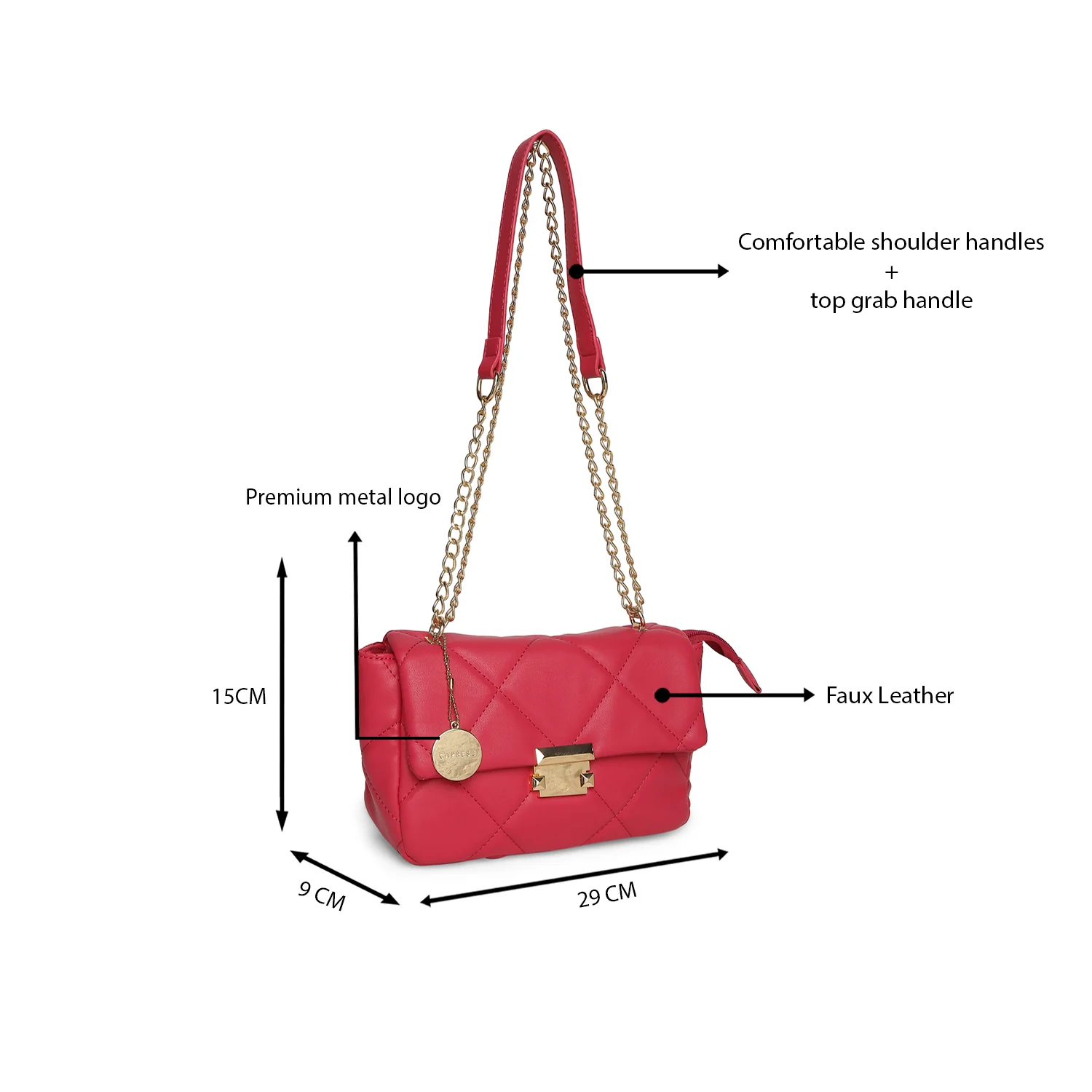 Caprese Veleriya Large Bright Pink Sling Bag - Image 9