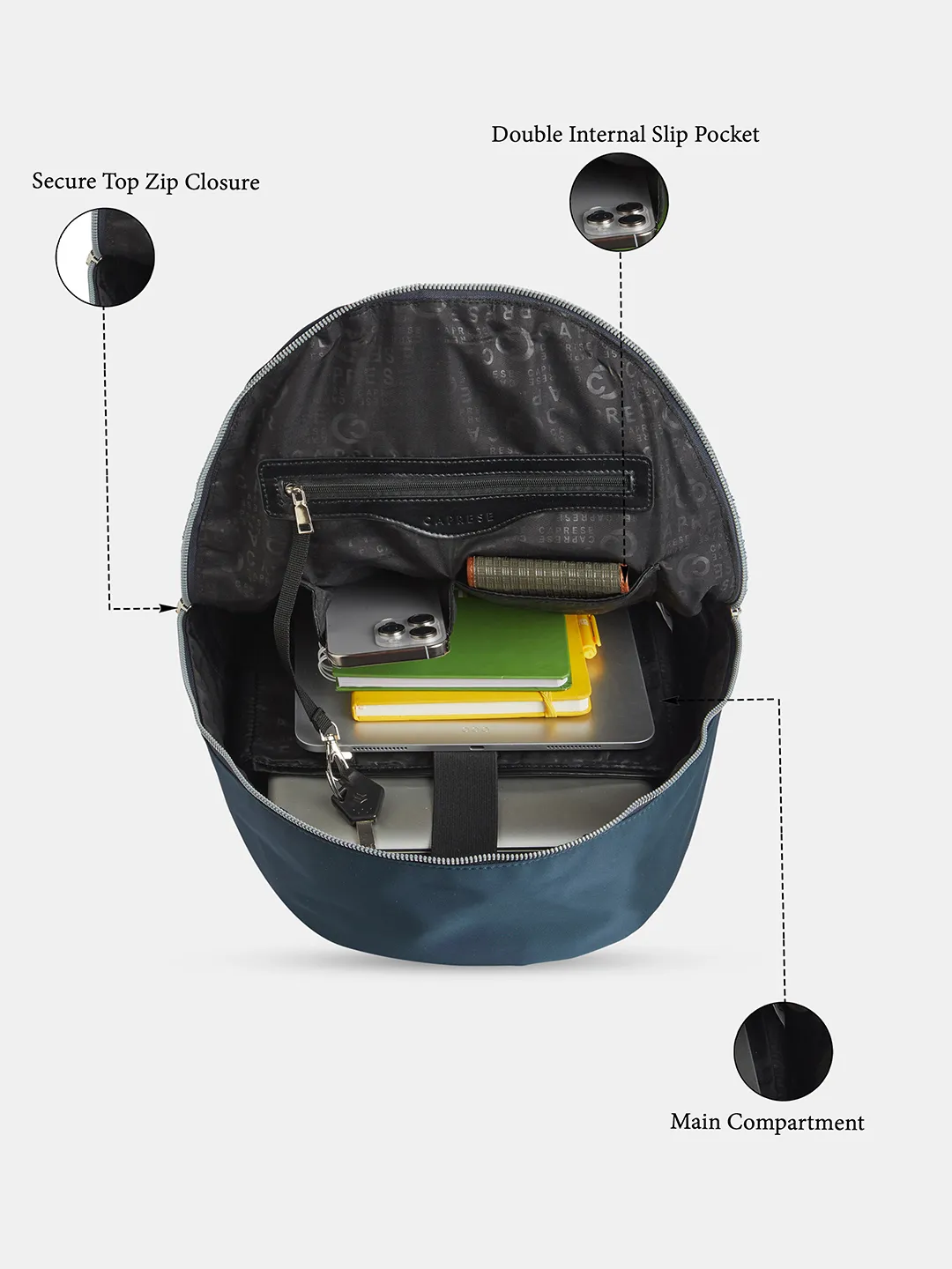 Caprese Venus Large Navy Laptop Backpack - Image 7