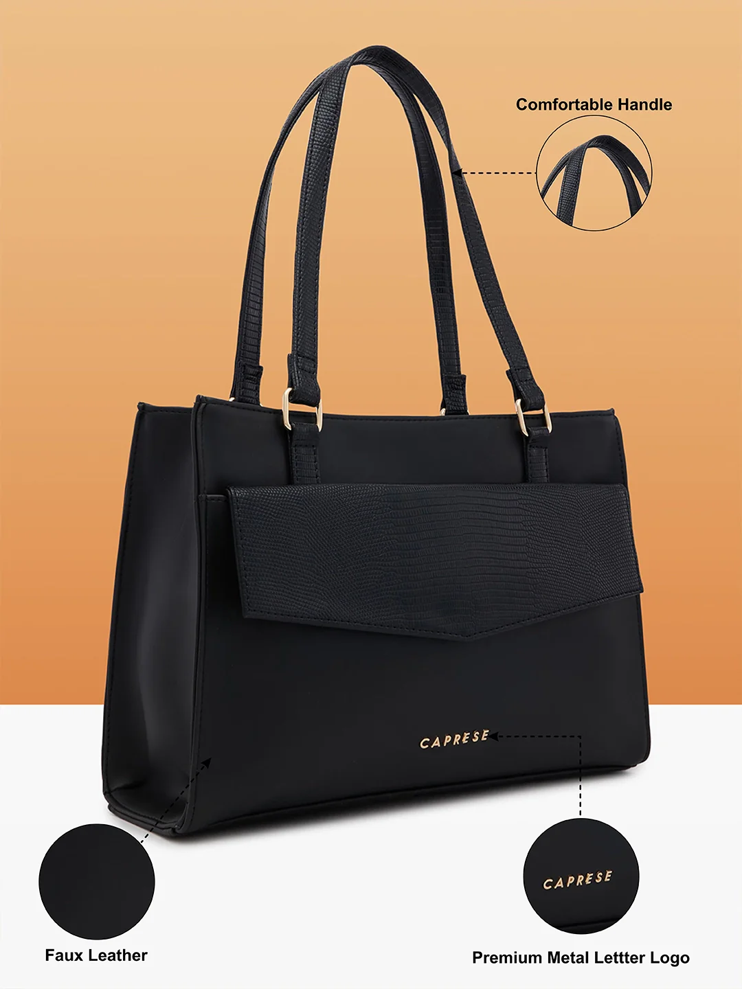 Caprese Verona Medium Black Tote Bag - Image 3