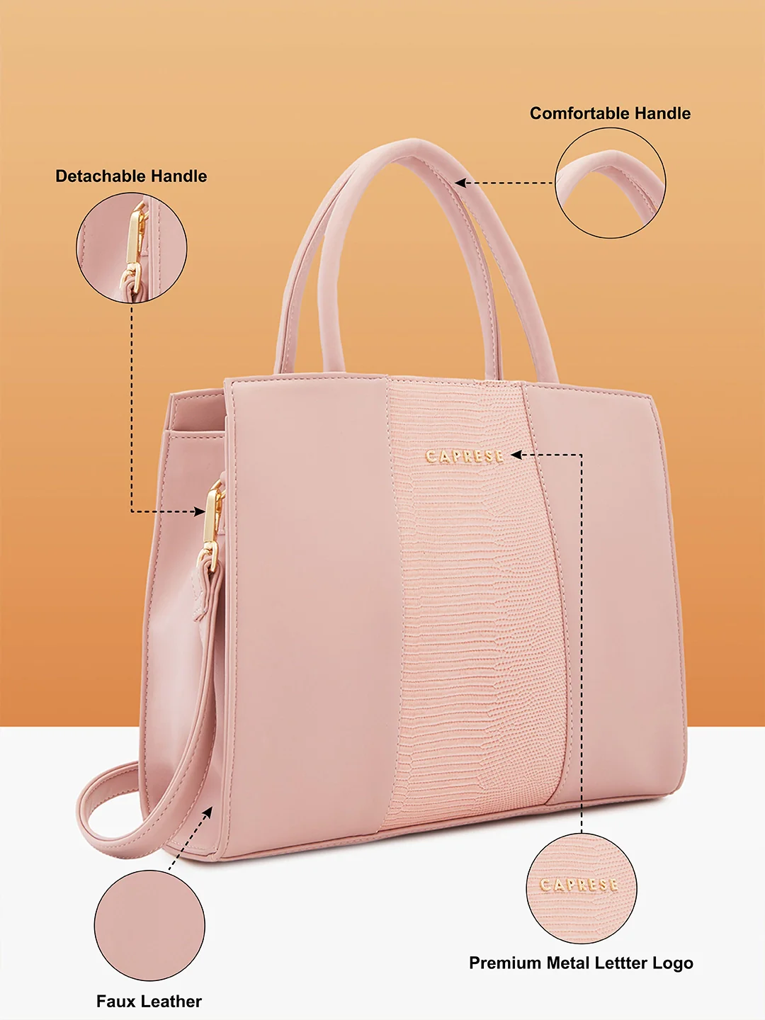 Caprese Verona Medium Pink Satchel Bag - Image 3