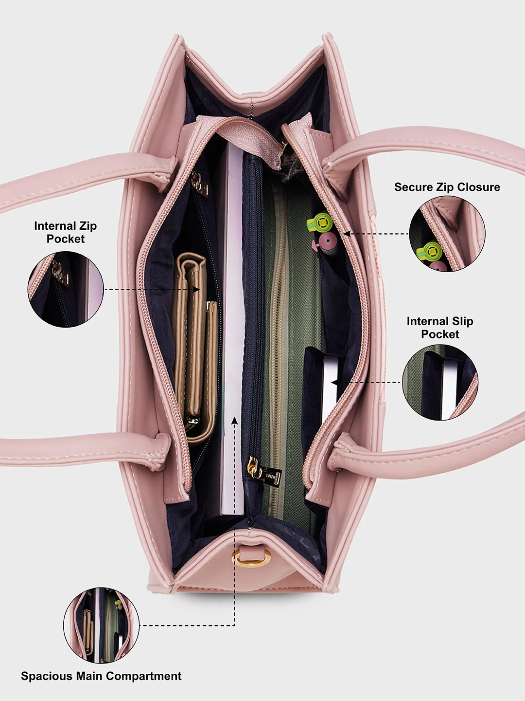 Caprese Verona Medium Pink Satchel Bag - Image 4