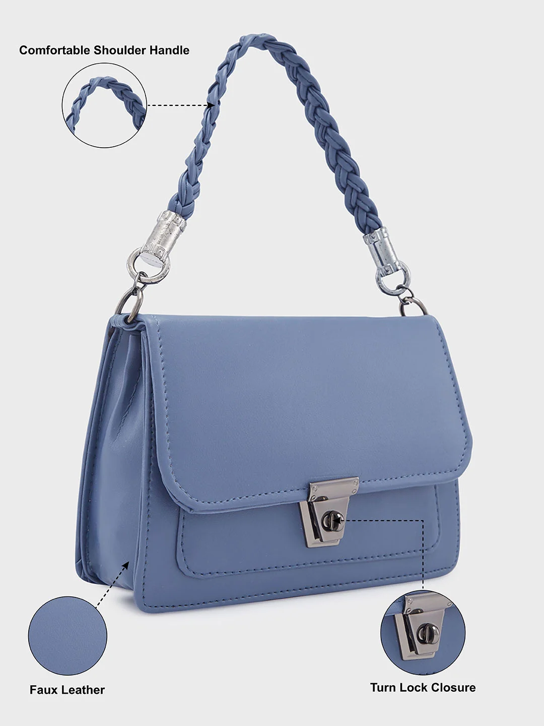 Caprese Viko Medium Blue Sling Bag - Image 6