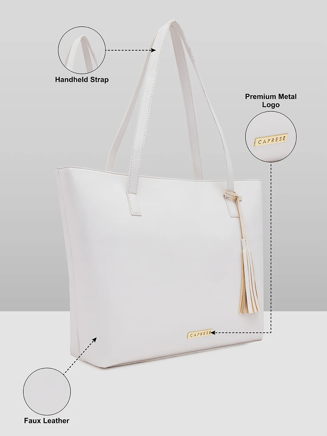 Caprese Vinci Medium Beige Tote Bag - Image 6