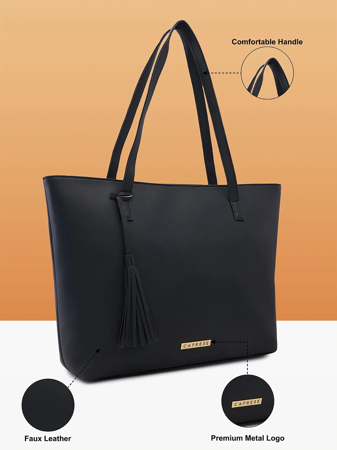 Caprese Vinci Medium Black Tote Bag - Image 2