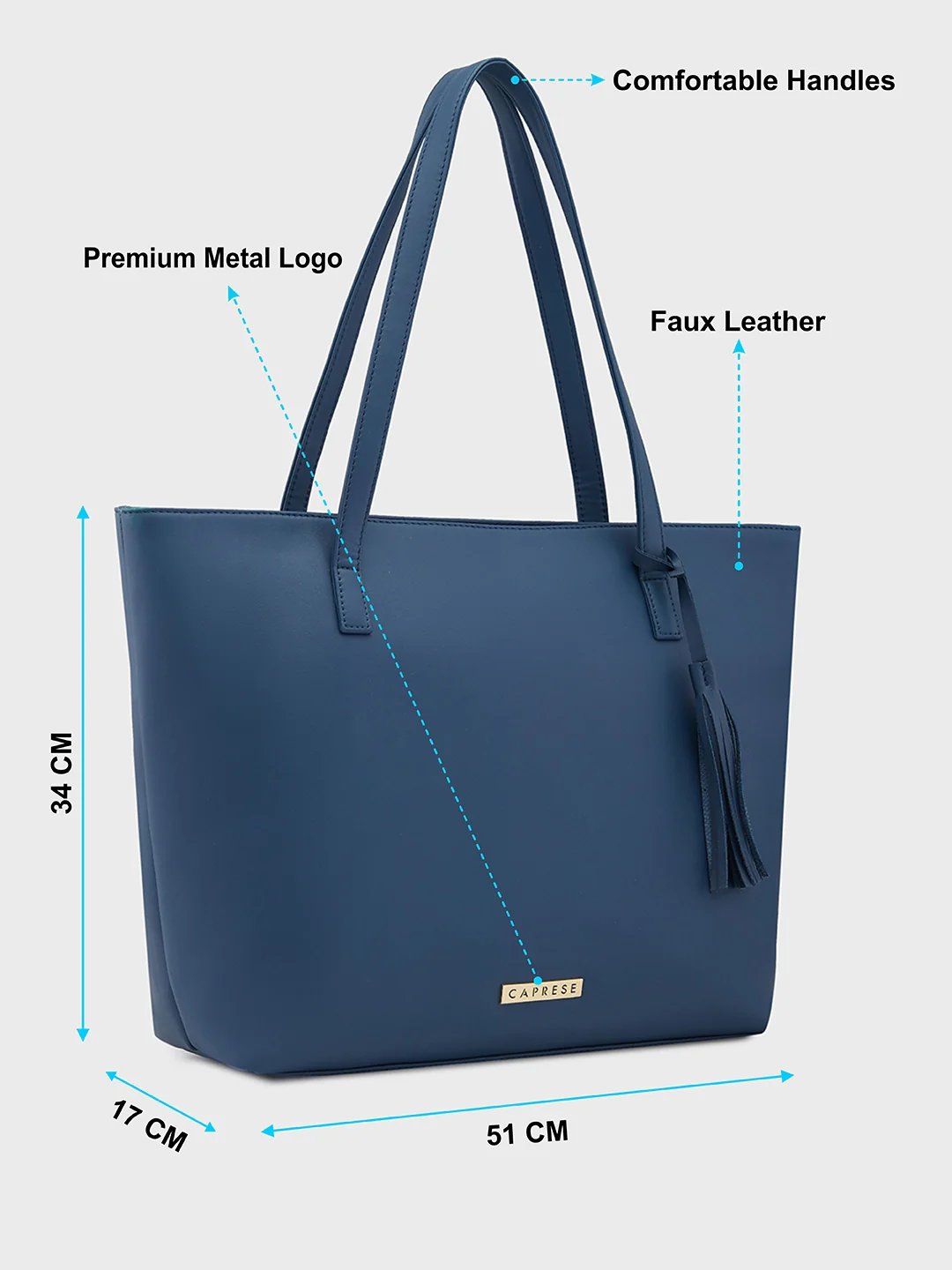 Caprese Vinci Medium Blue Tote Bag - Image 5